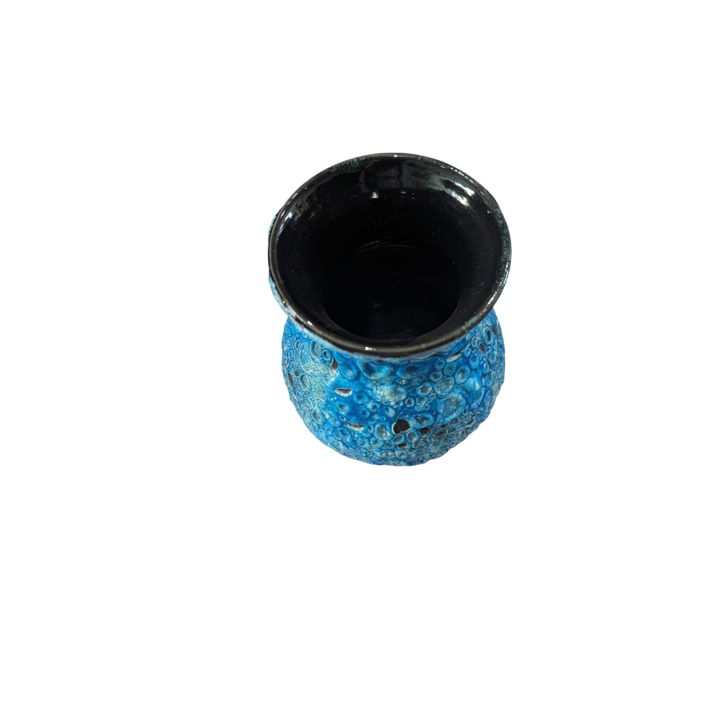 Vase en céramique texturé bleu artisanal 16 cm