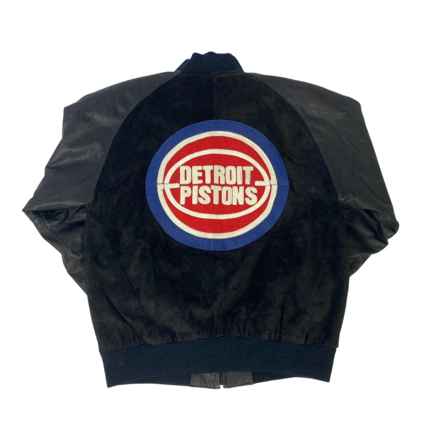Blouson aviateur vintage Detroit Pistons Starter L en satin noir et cuir pour homme