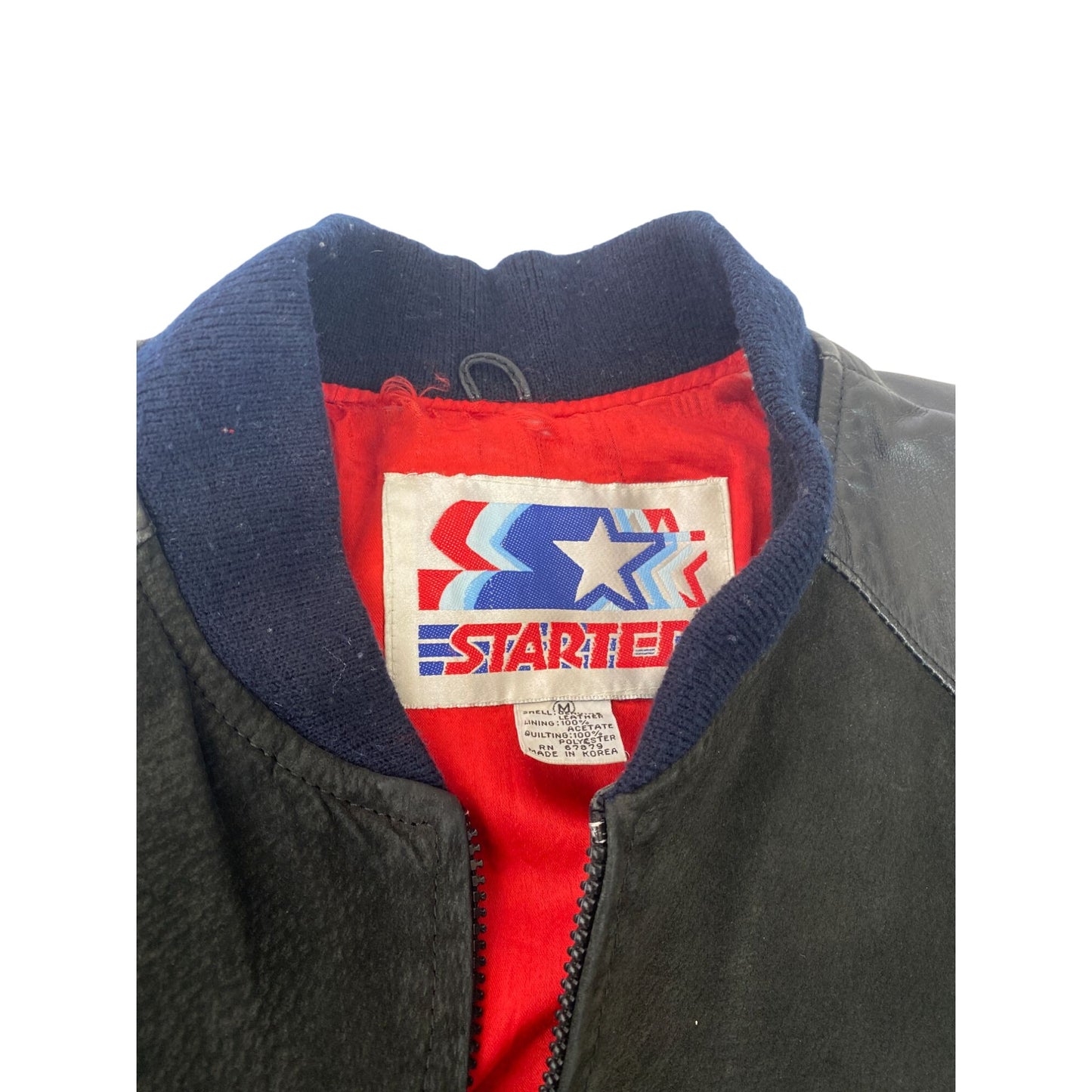 vintage Starter Chicago Bulls Cuir &Laine Varsity Jacket Taille M
