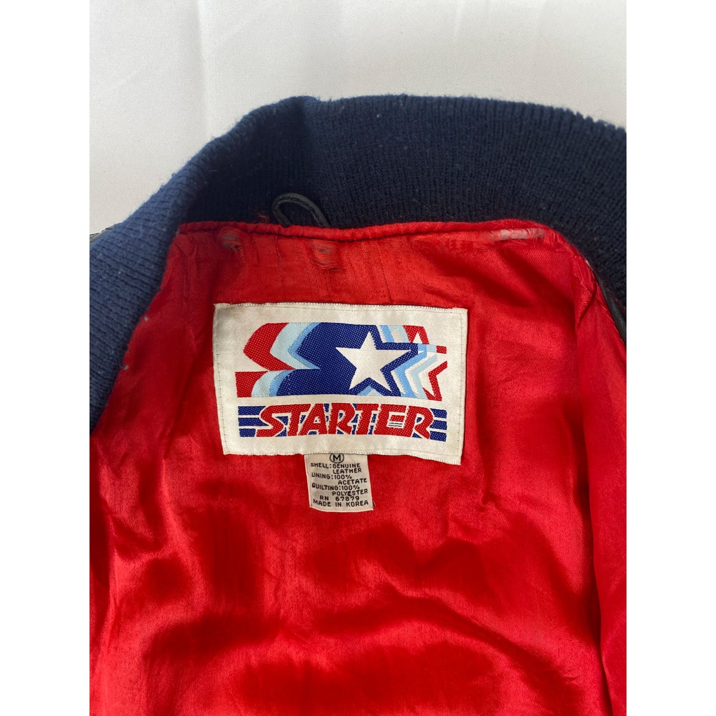 vintage Starter Chicago Bulls Cuir &Laine Varsity Jacket Taille M