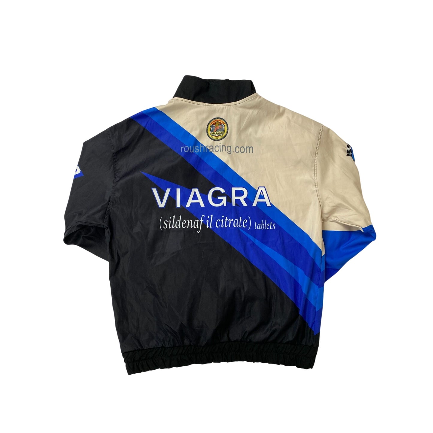 Veste NASCAR vintage 2003 noire et bleue en nylon pour homme, taille L