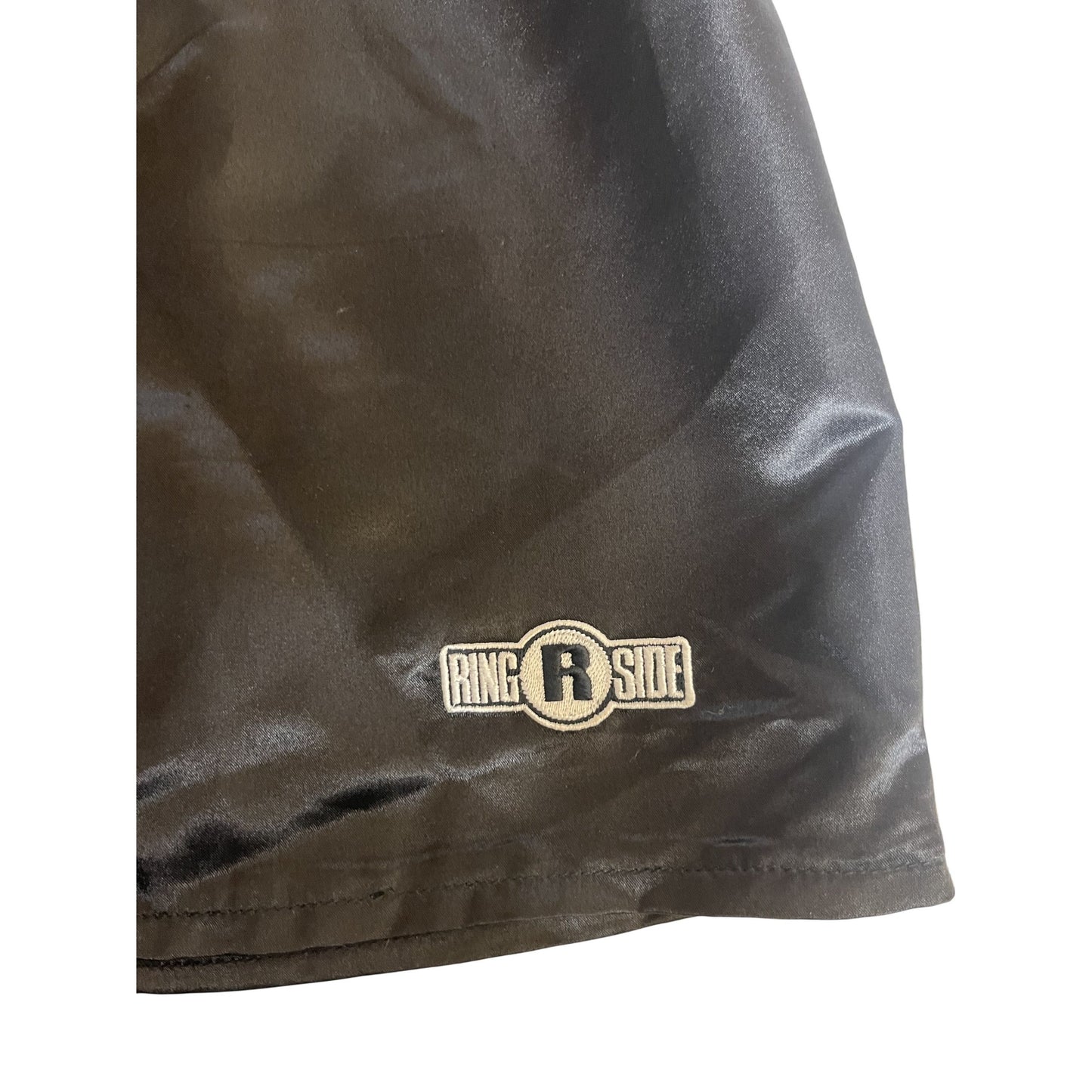 Short de boxe Ringside noir et blanc satiné pour homme, taille M