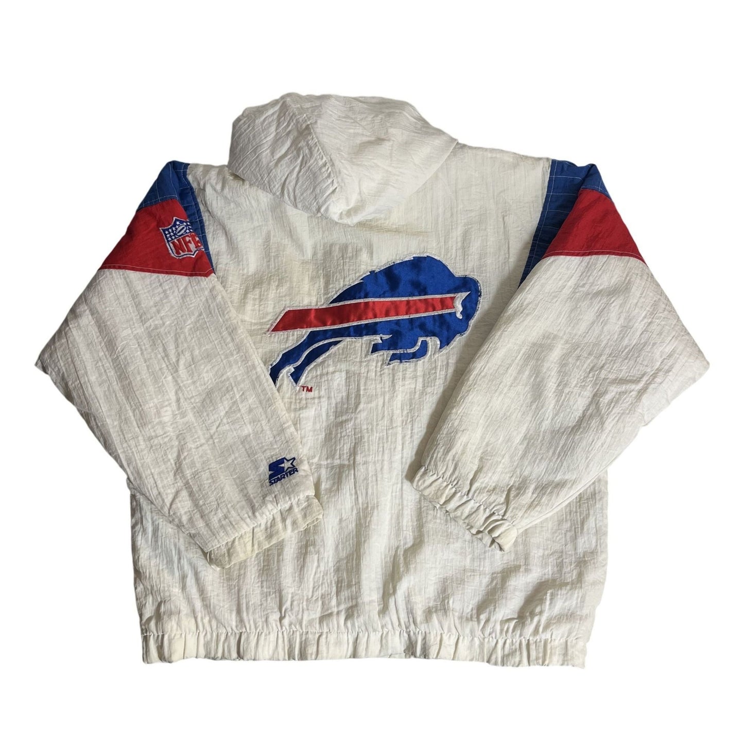 Buffalo Bills NFL Starter Jacket Hooded White Red Blue L