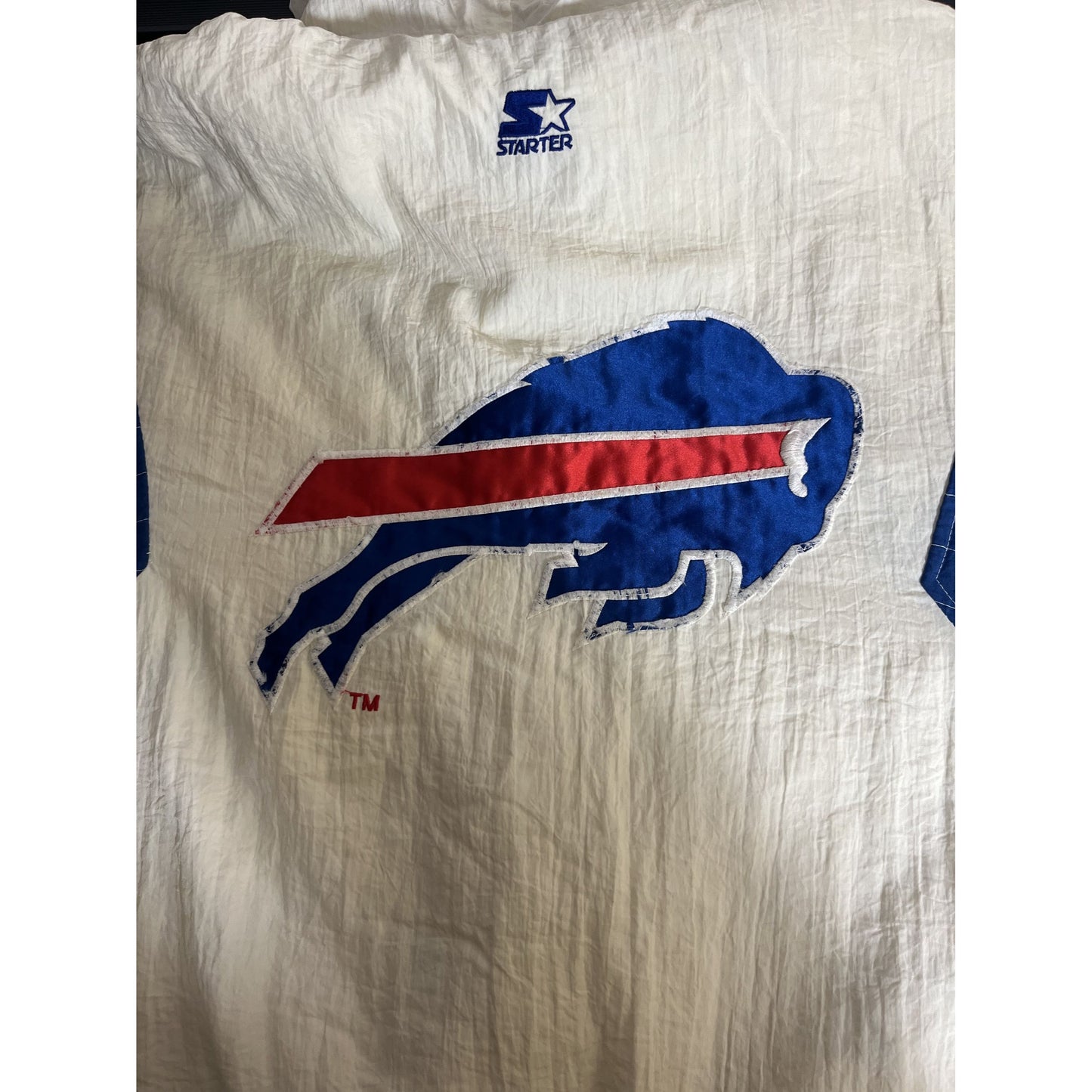 Buffalo Bills NFL Starter Jacket Hooded White Red Blue L