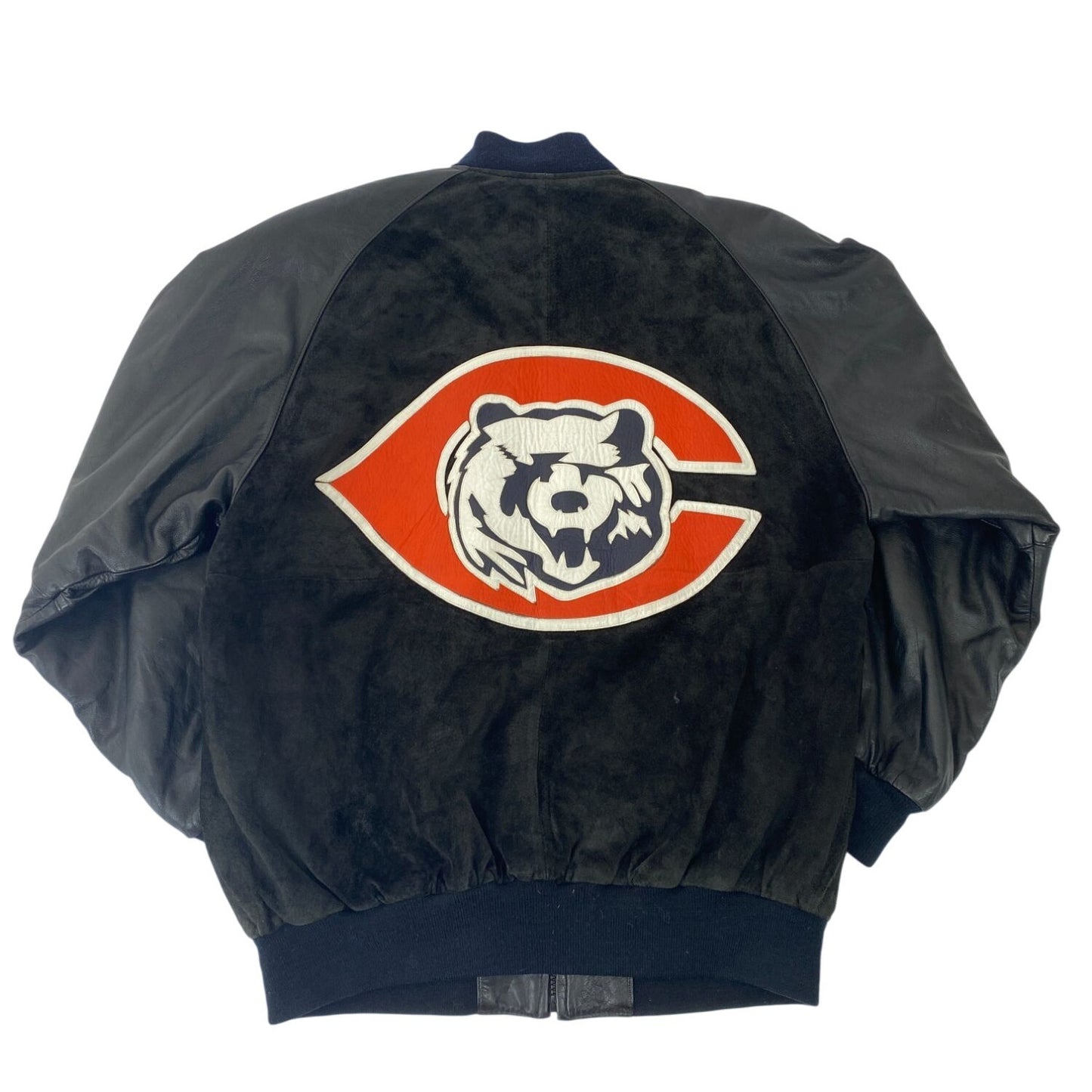 Blouson aviateur en daim et cuir Starter des Chicago Bears pour homme, taille L