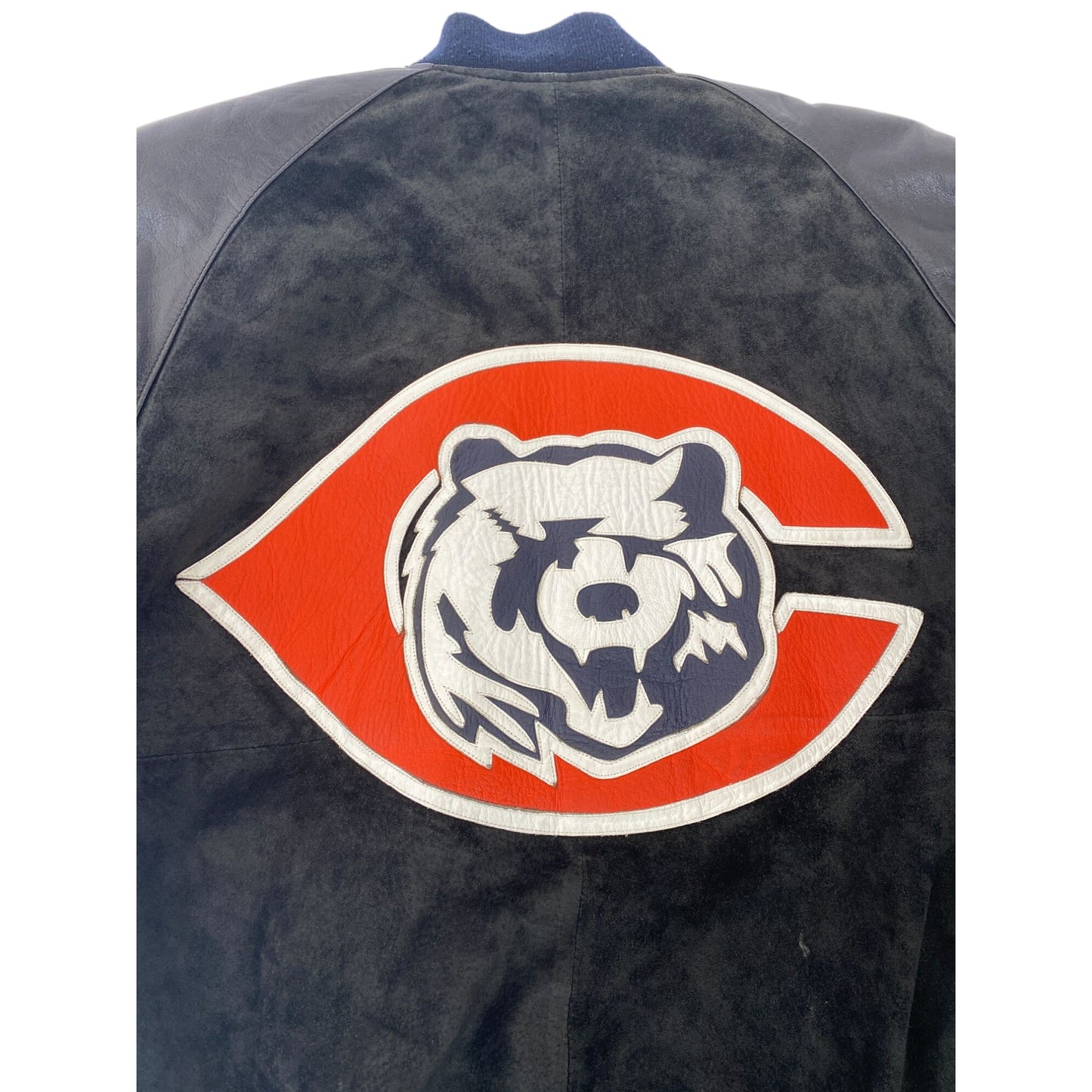 Blouson aviateur en daim et cuir Starter des Chicago Bears pour homme, taille L