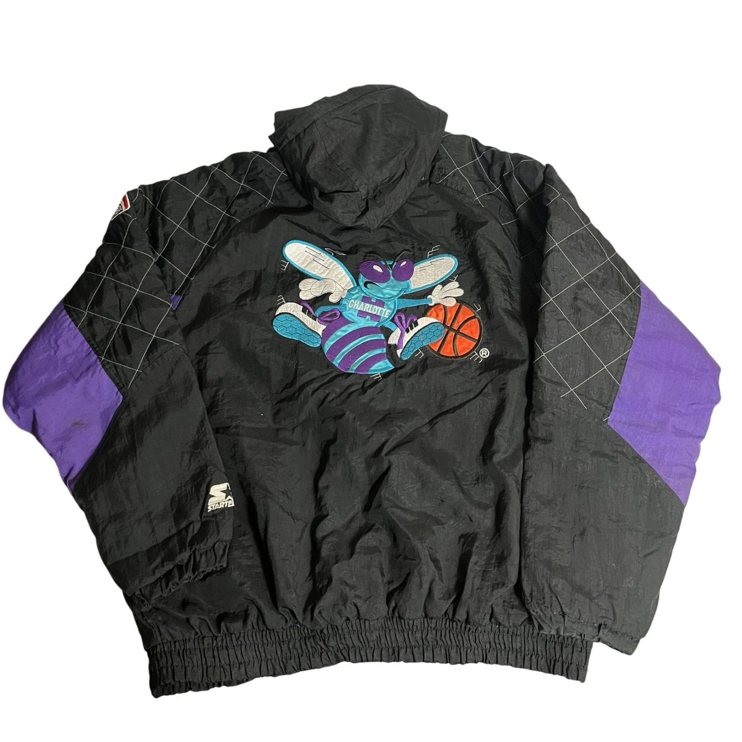Veste NBA à capuche vintage en nylon Charlotte Hornets L