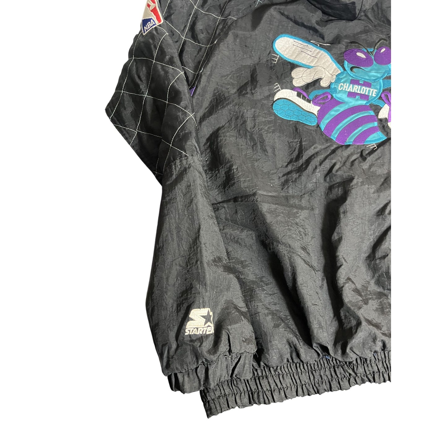 Veste NBA à capuche vintage en nylon Charlotte Hornets L