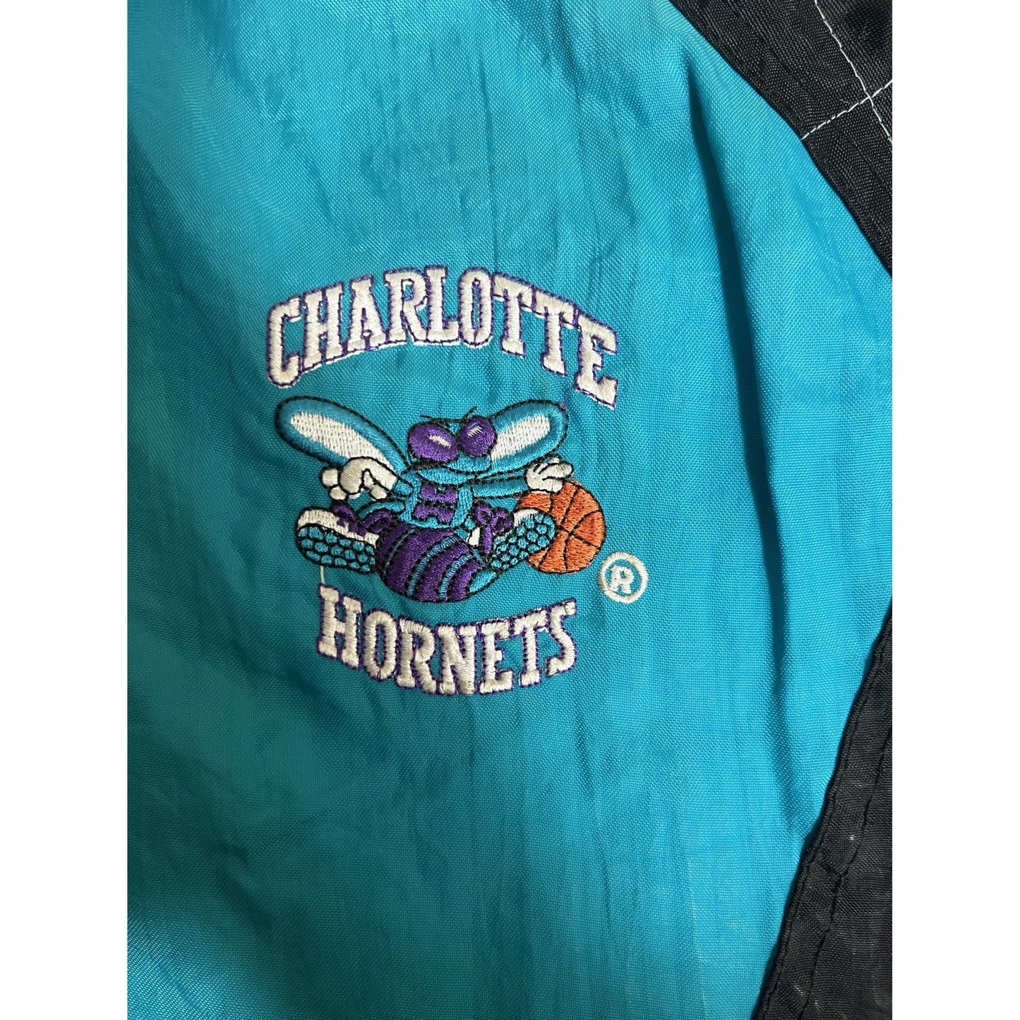 Veste NBA à capuche vintage en nylon Charlotte Hornets L