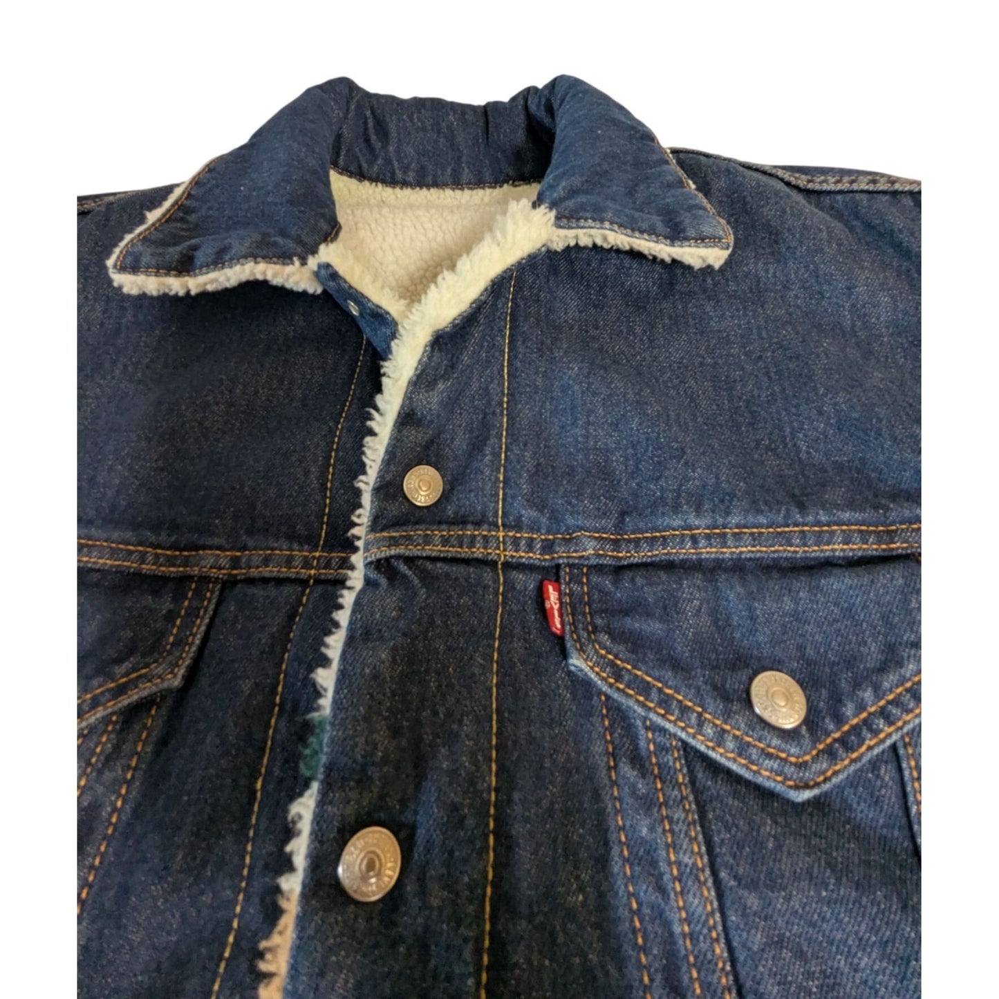 Veste réversible en denim et sherpa avec motif colorblock