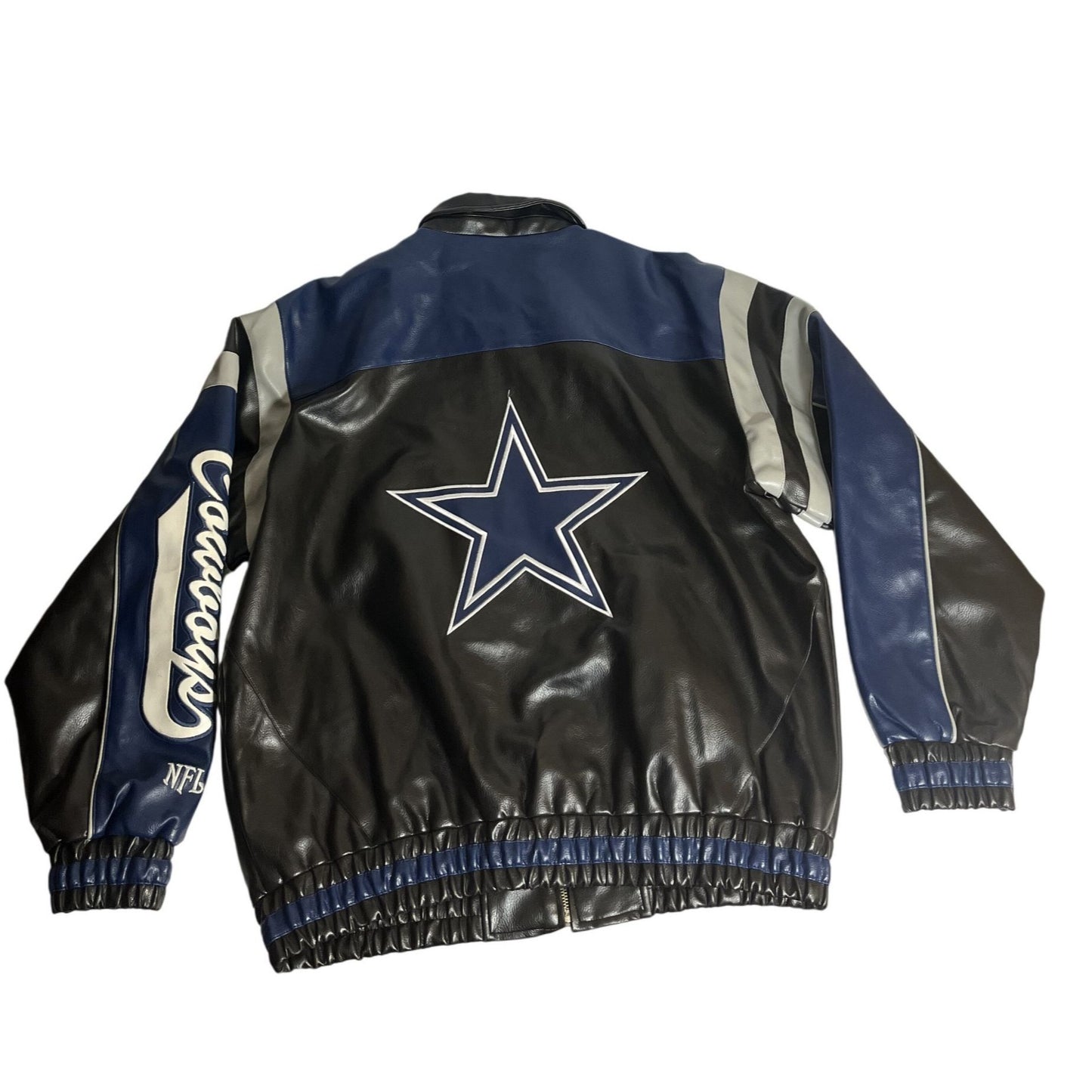 Dallas Cowboys NFL Leather Jacket Black Blue L