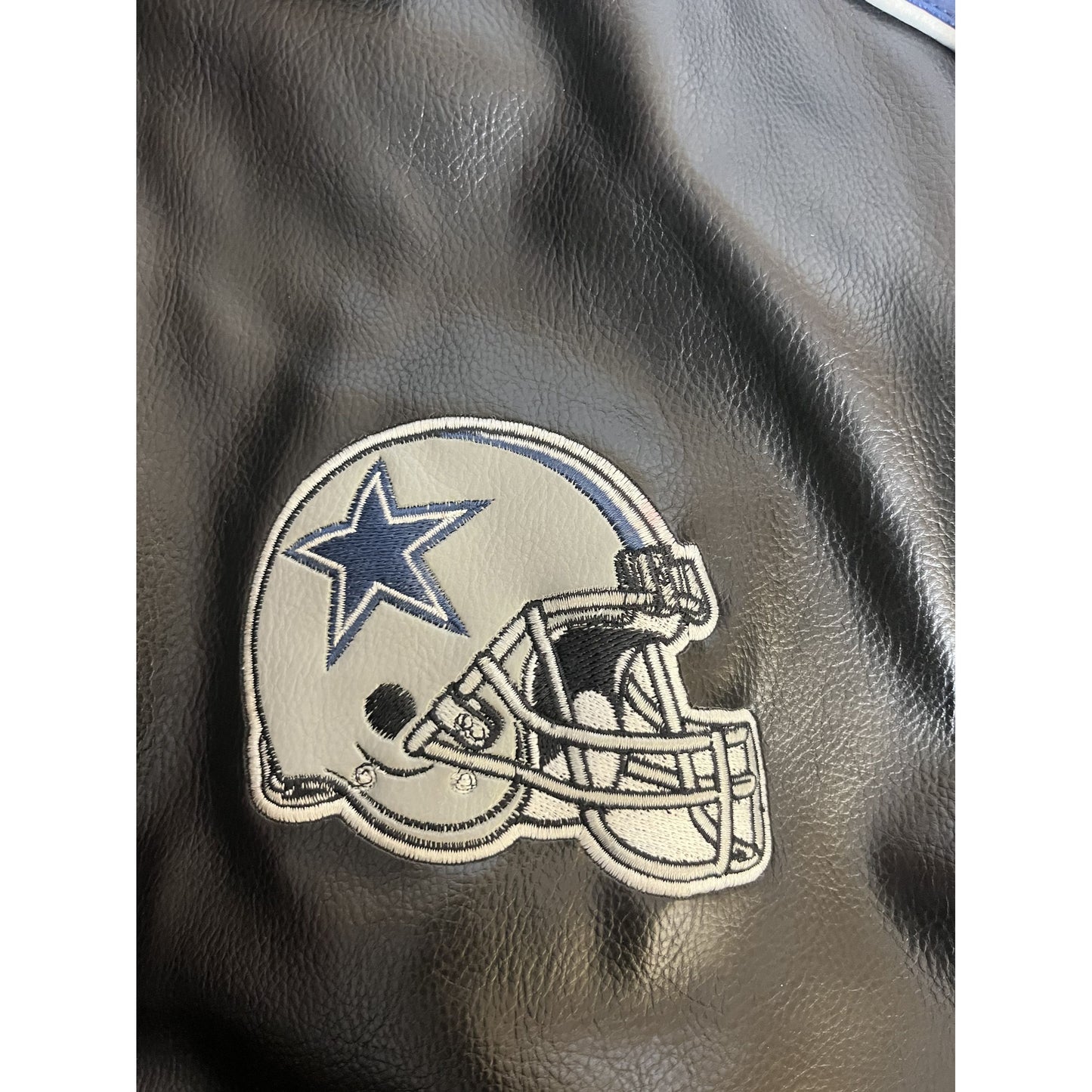 Dallas Cowboys NFL Leather Jacket Black Blue L