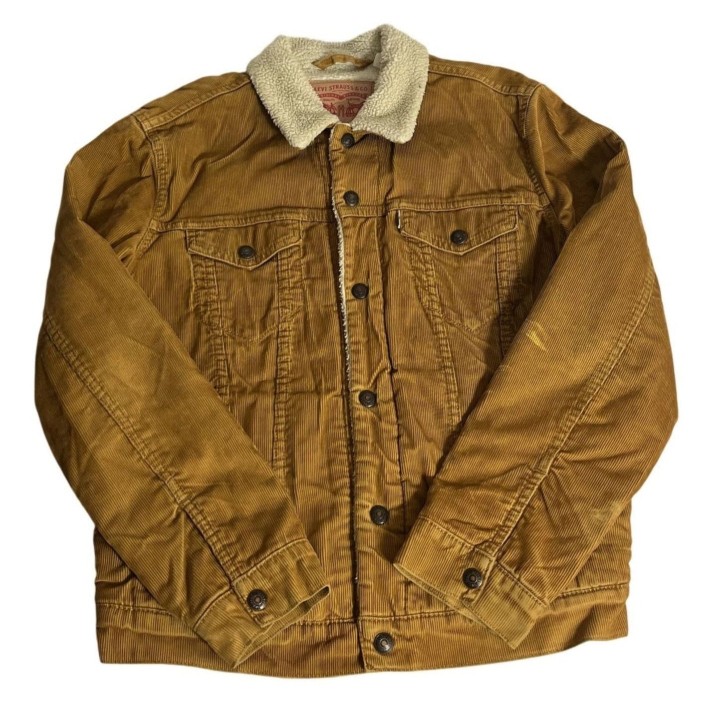 Veste Levi's en velours côtelé doublée sherpa pour homme, couleur fauve moyen