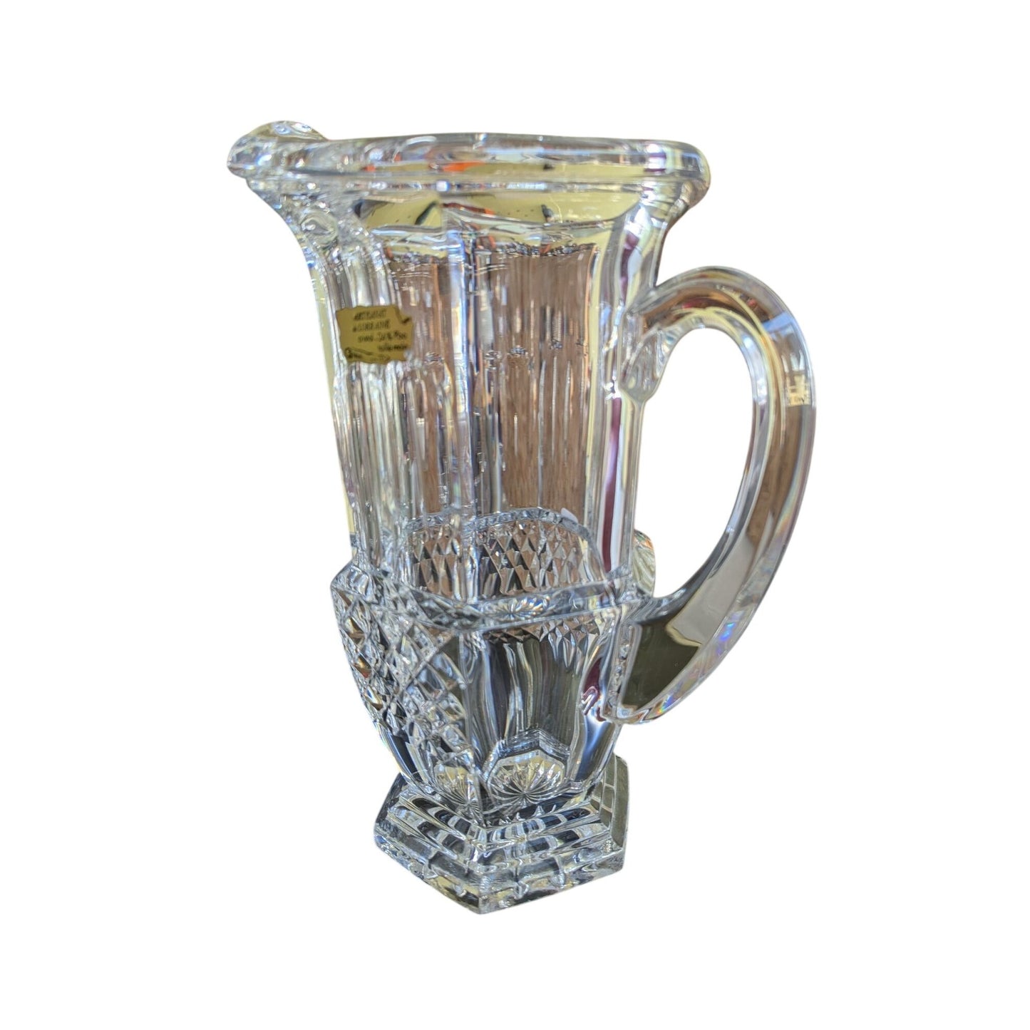 Pichet En Cristal Artisanat De Lorraine 24% Pbo Taille Main Transparent 26 Cm
