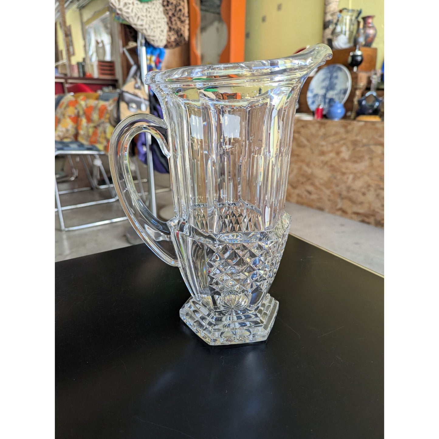 Pichet En Cristal Artisanat De Lorraine 24% Pbo Taille Main Transparent 26 Cm