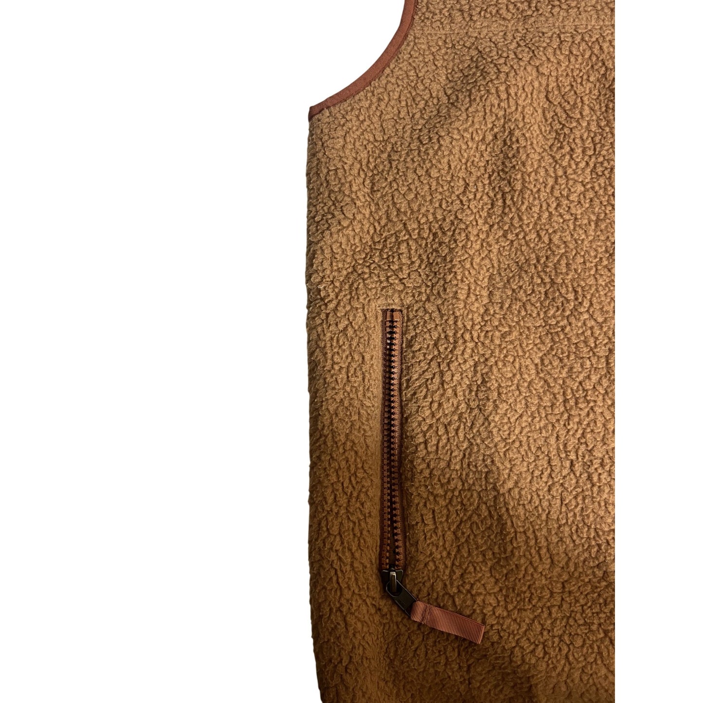 Gilet polaire sans manches Patagonia pour homme, couleur beige, avec poches zippées et col montant