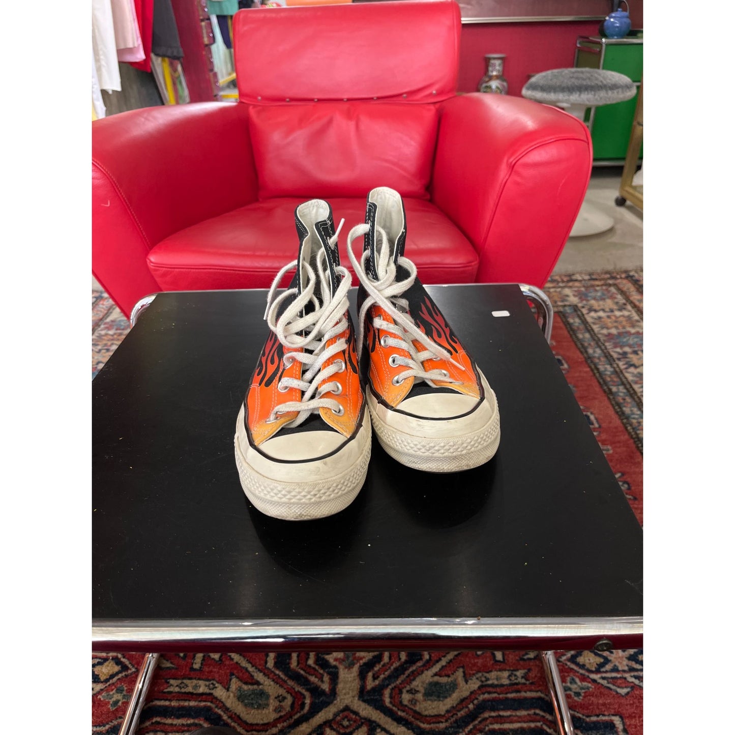 Converse All Star Noir Et Orange Flamme Édition Limitée Taille 8