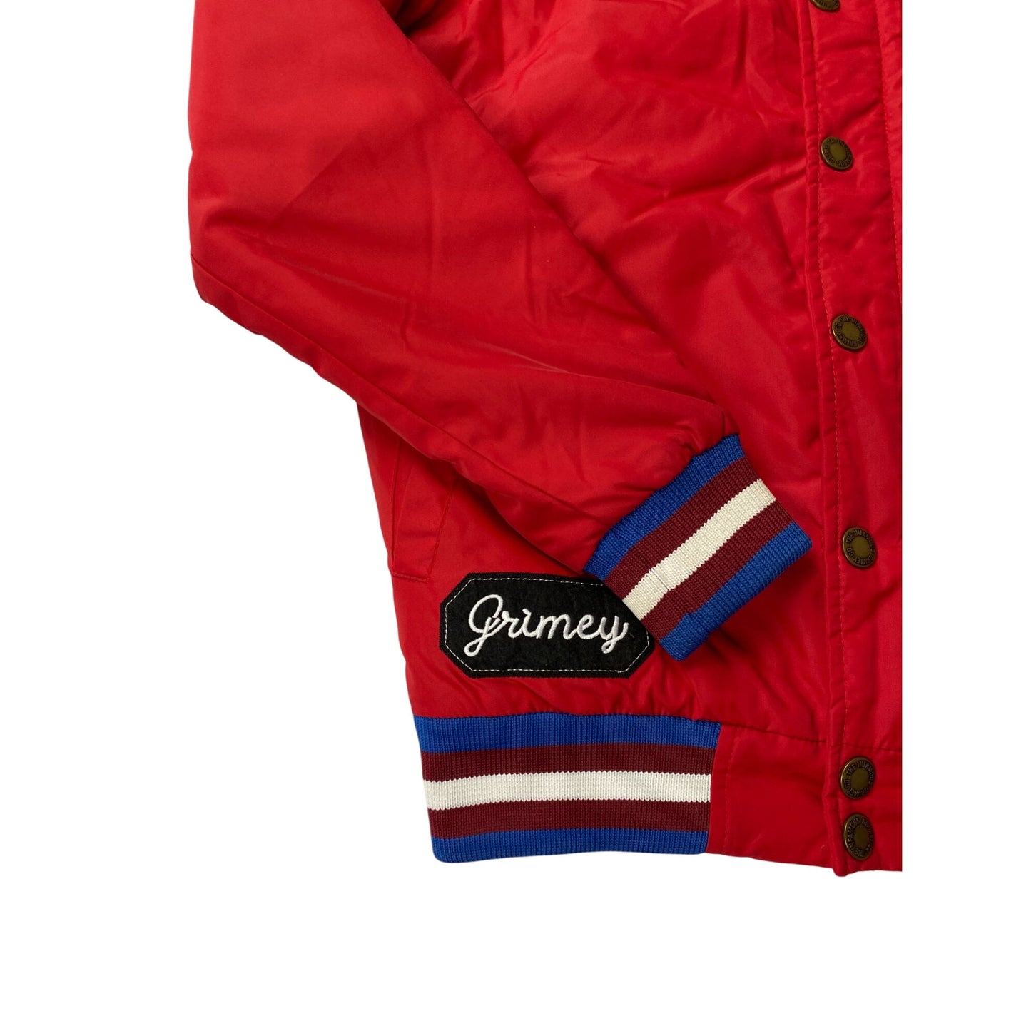 Blouson aviateur rouge avec logo tigre brodé et patch