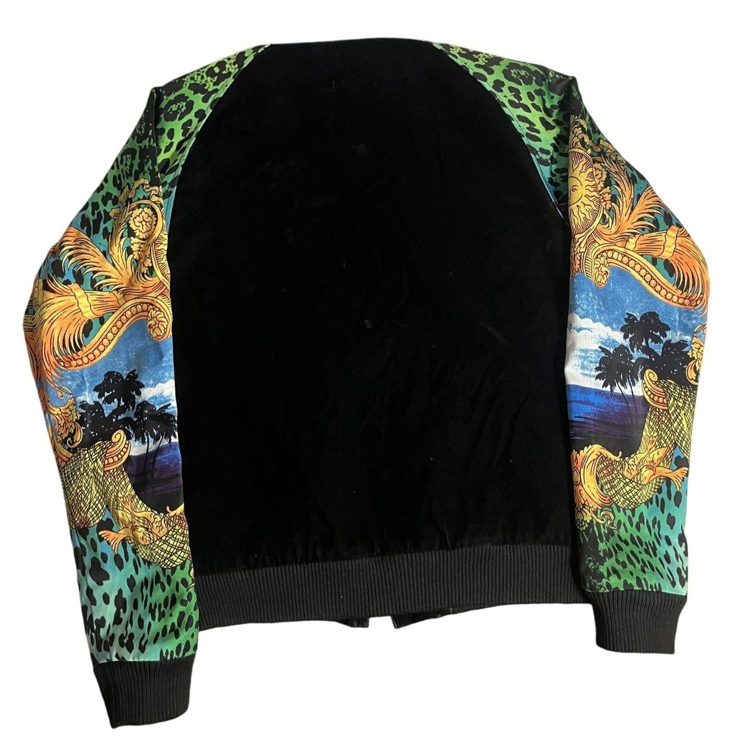 Blouson aviateur Versace X H&M imprimé baroque et léopard noir/multicolore