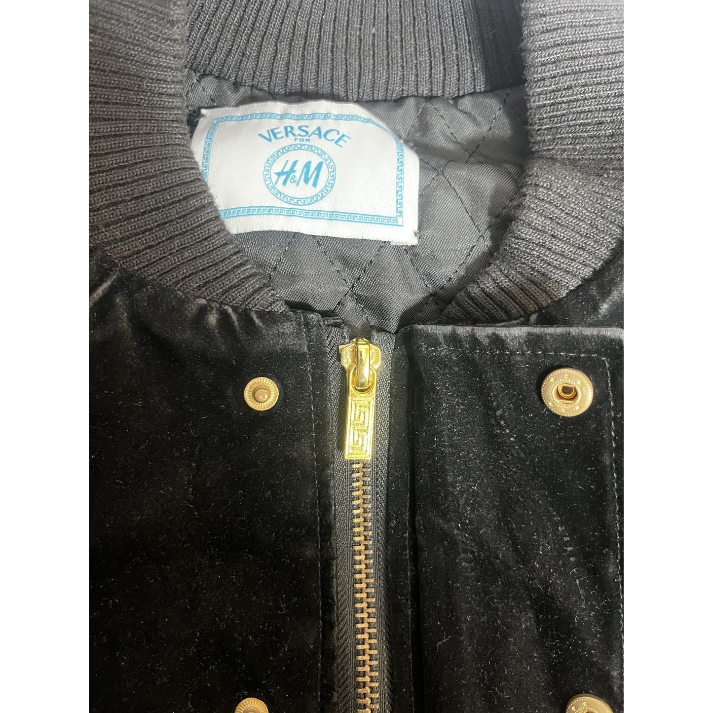 Blouson aviateur Versace X H&M imprimé baroque et léopard noir/multicolore