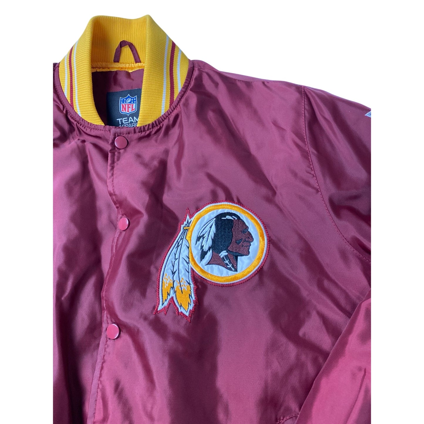 Veste en satin bordeaux et jaune des Redskins de Washington, tenue NFL
