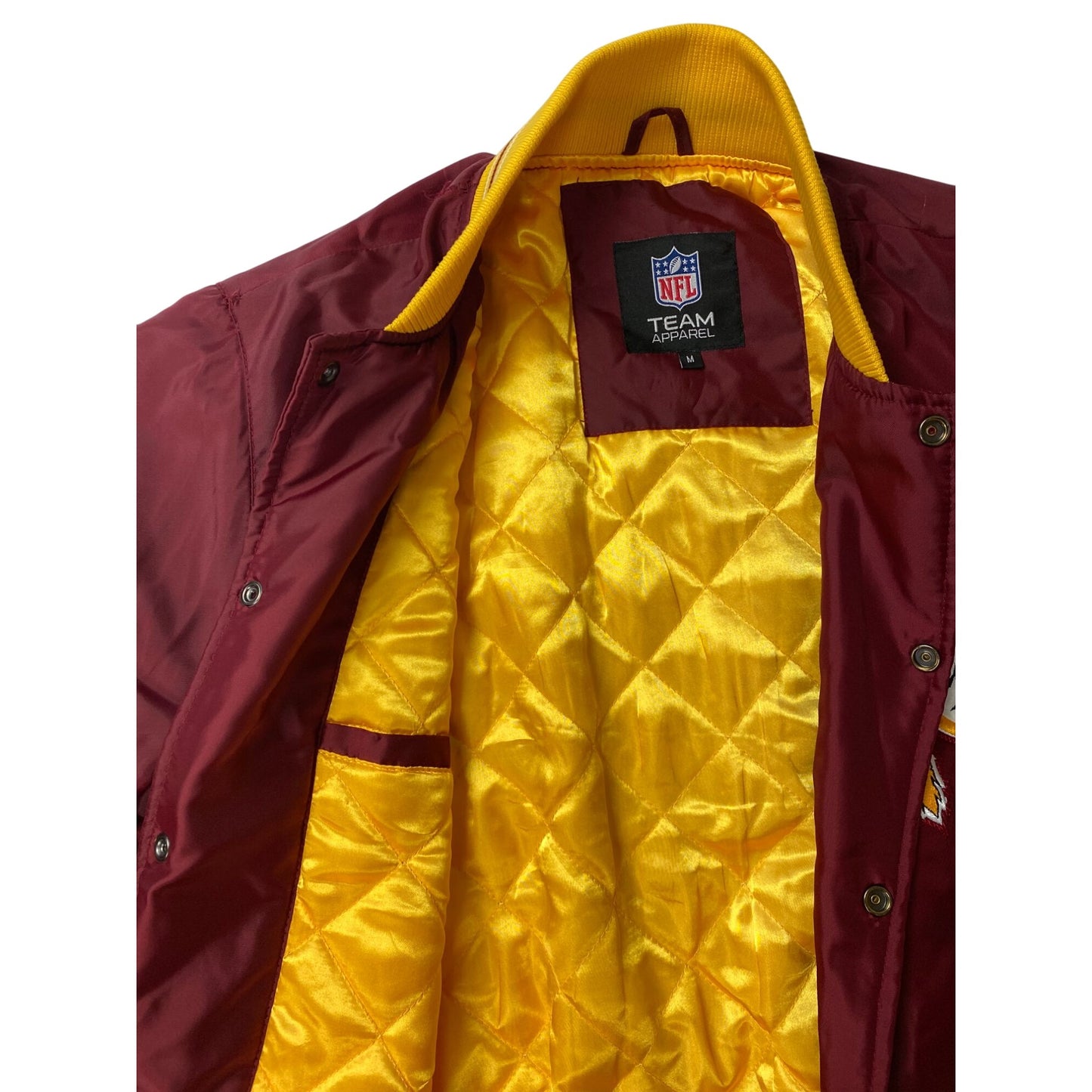 Veste en satin bordeaux et jaune des Redskins de Washington, tenue NFL
