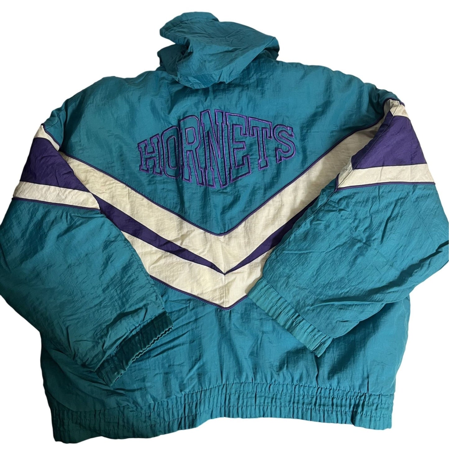 Charlotte Hornets vintage Fans Gear Jacket XO Violet bleu années 90 NBA Rétro