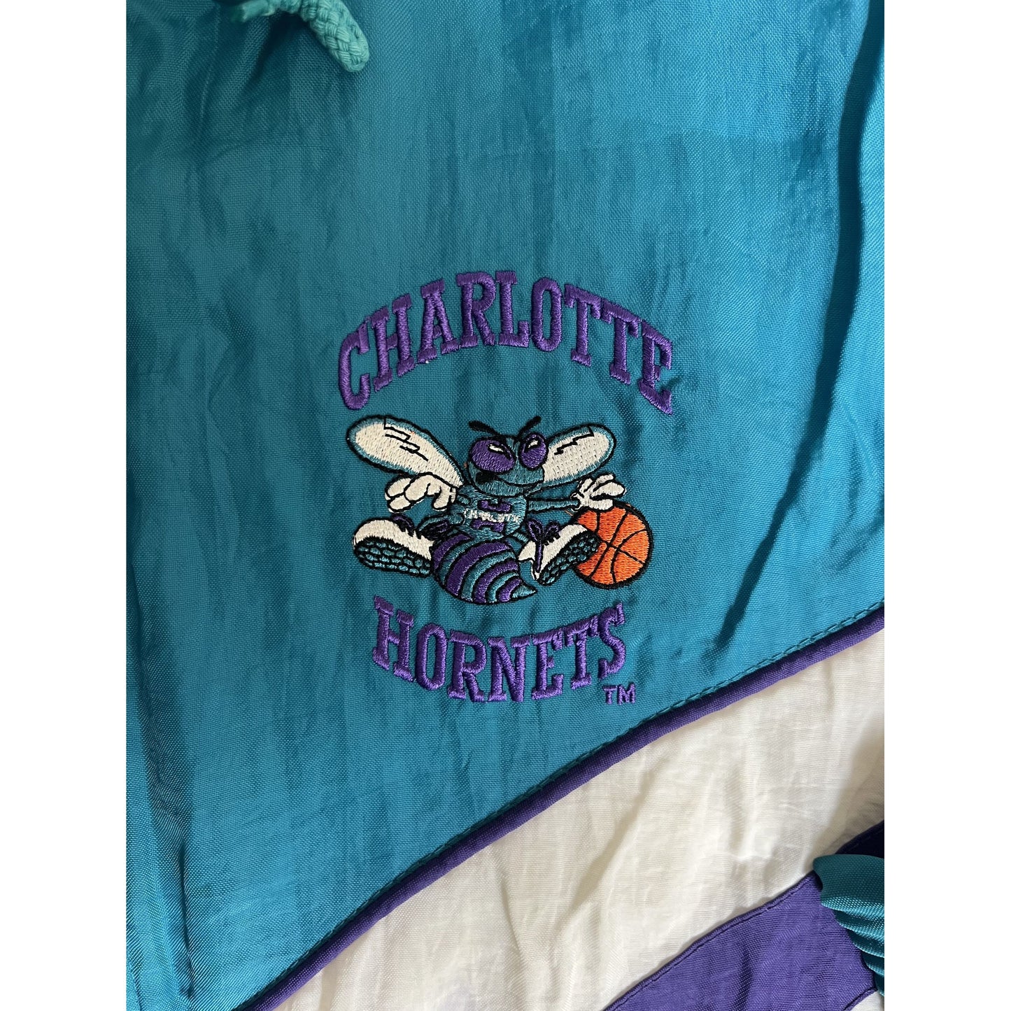 Charlotte Hornets vintage Fans Gear Jacket XO Violet bleu années 90 NBA Rétro