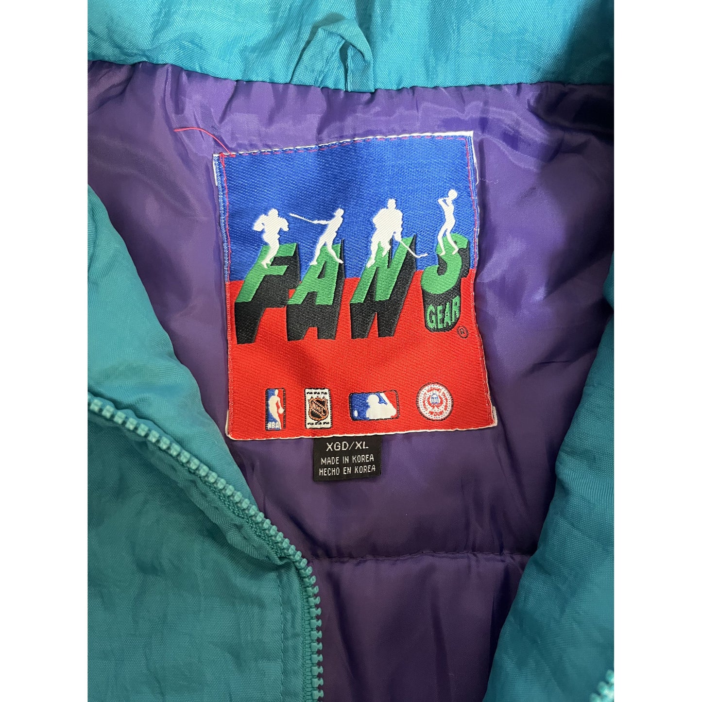 Charlotte Hornets vintage Fans Gear Jacket XO Violet bleu années 90 NBA Rétro