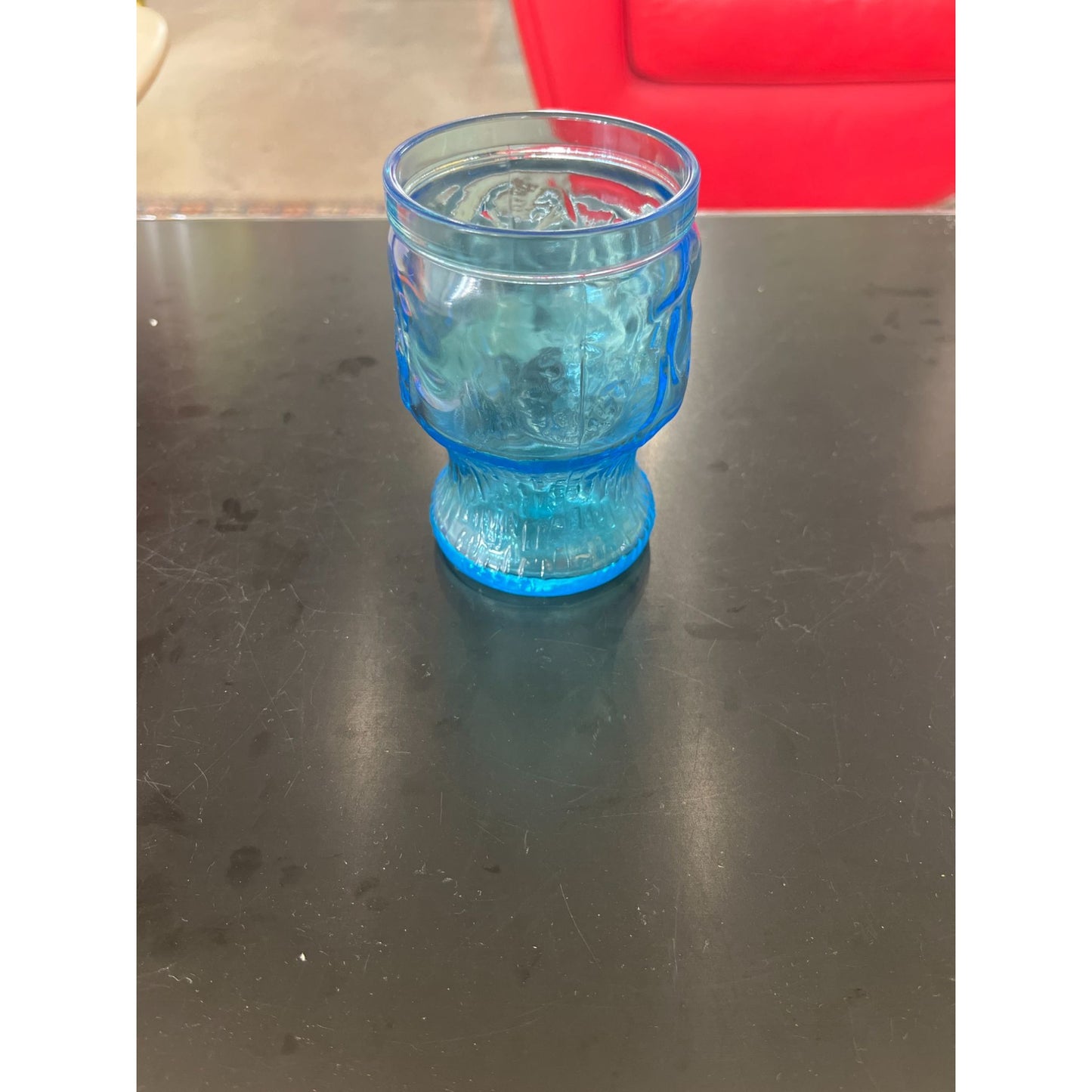 Service À Orangeade En Verre Bleu Avec Carafe Et 6 Verres Vintage Style Texturé