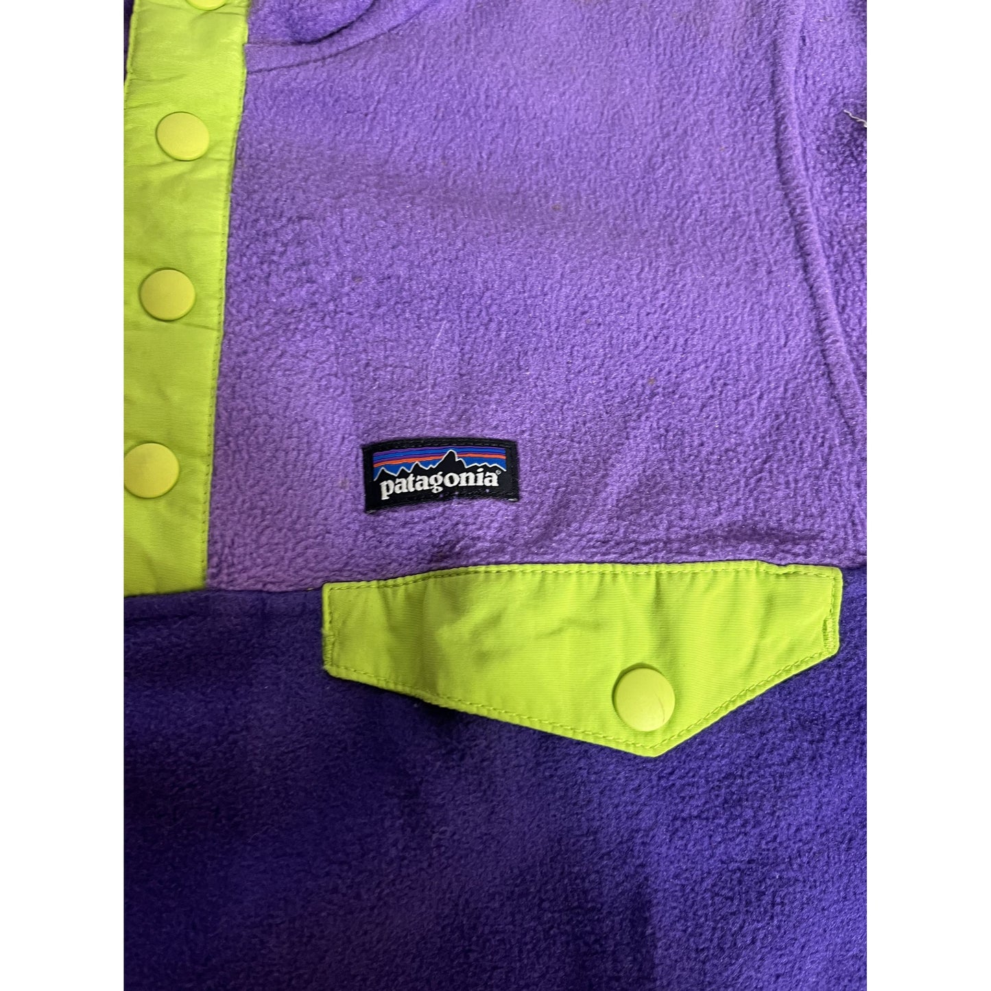 Pull polaire Patagonia Synchilla violet et citron vert Snap-T XS