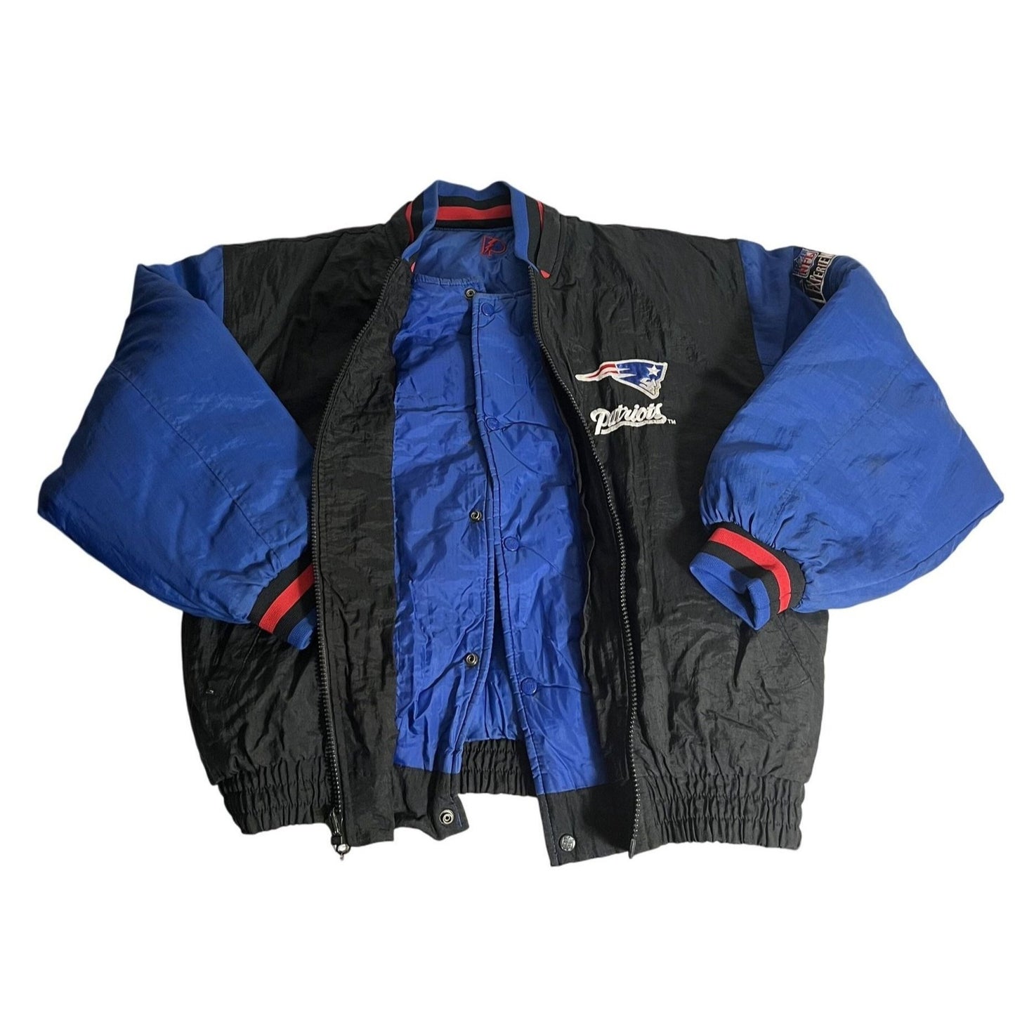 Veste réversible vintage des Patriots avec logo de l'équipe et lettrage brodé