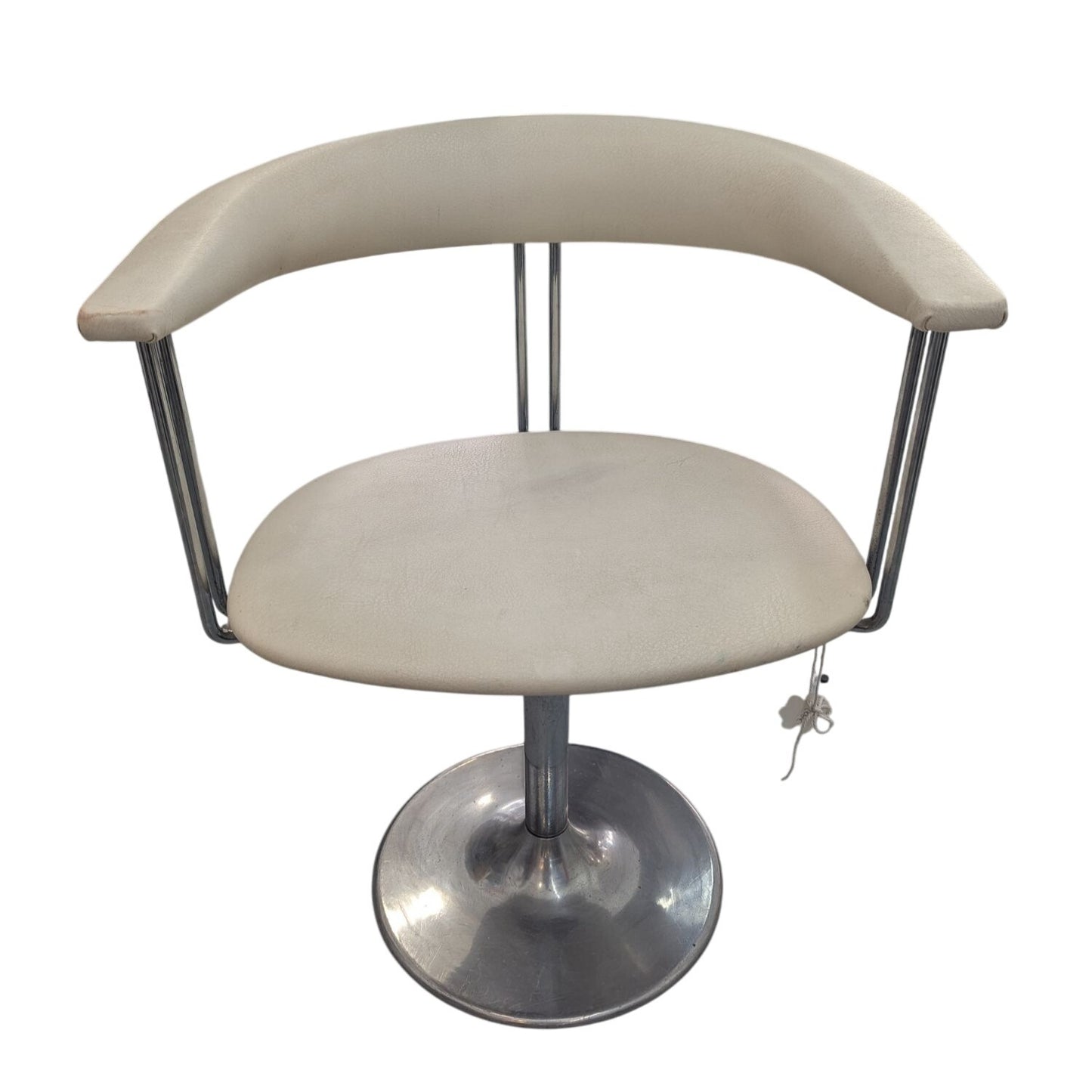 Chaise De Coiffure Vintage Avec Assise Ronde 46cm & Base Chromée Pivotante Hauteur 78cm Profondeur 59cm