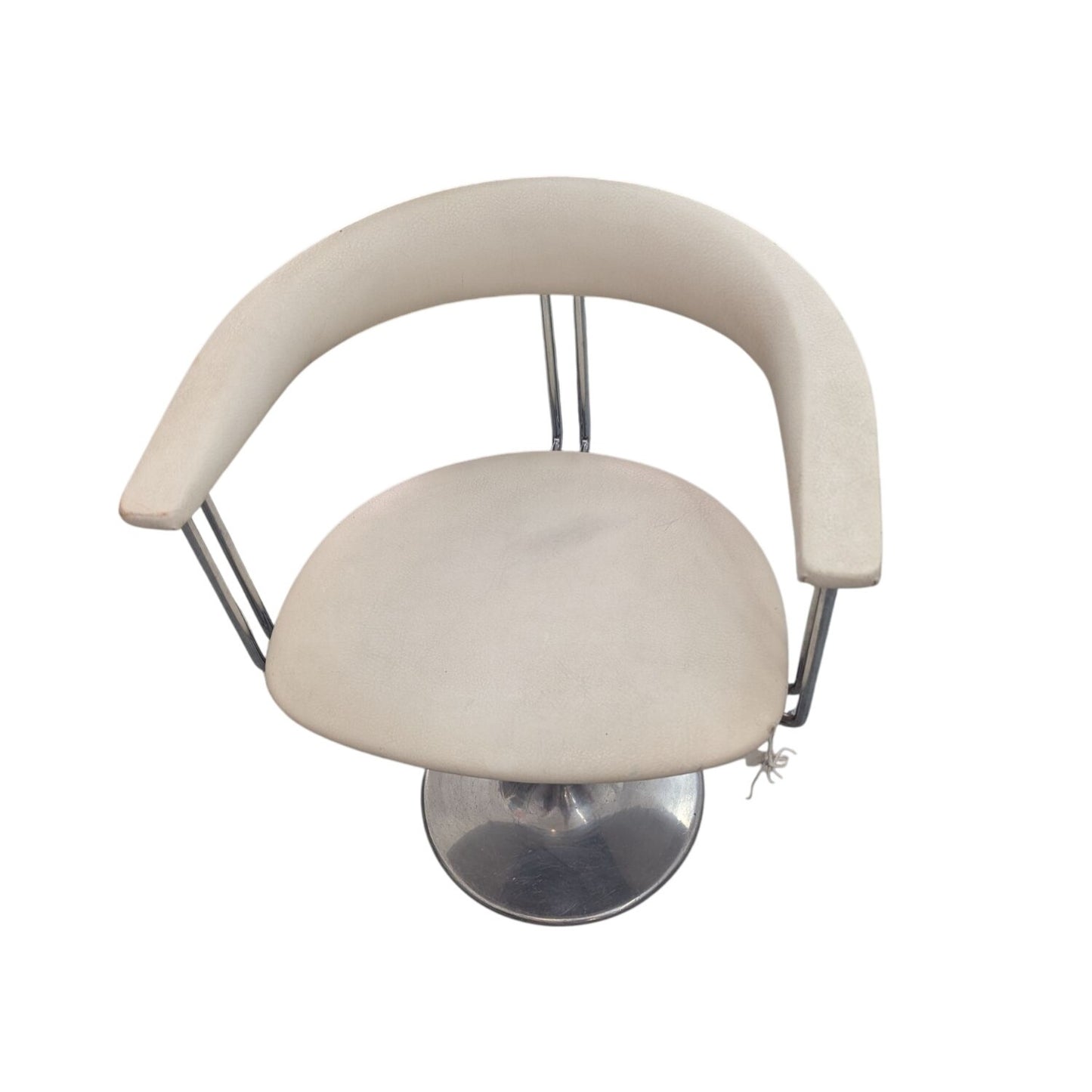 Chaise De Coiffure Vintage Avec Assise Ronde 46cm & Base Chromée Pivotante Hauteur 78cm Profondeur 59cm