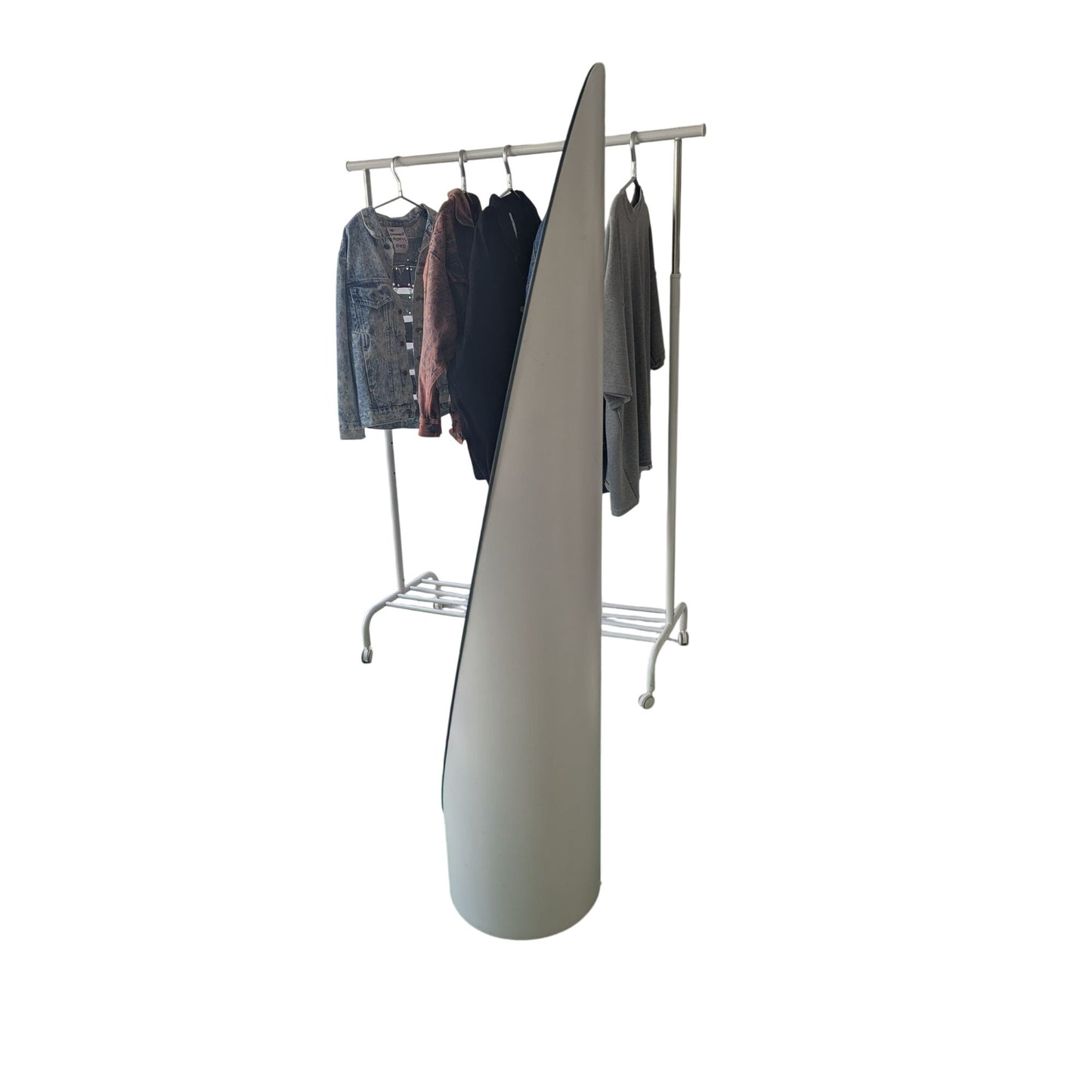 Miroir Lipstick Autoportant Blanc Design Moderne 145x27 Cm