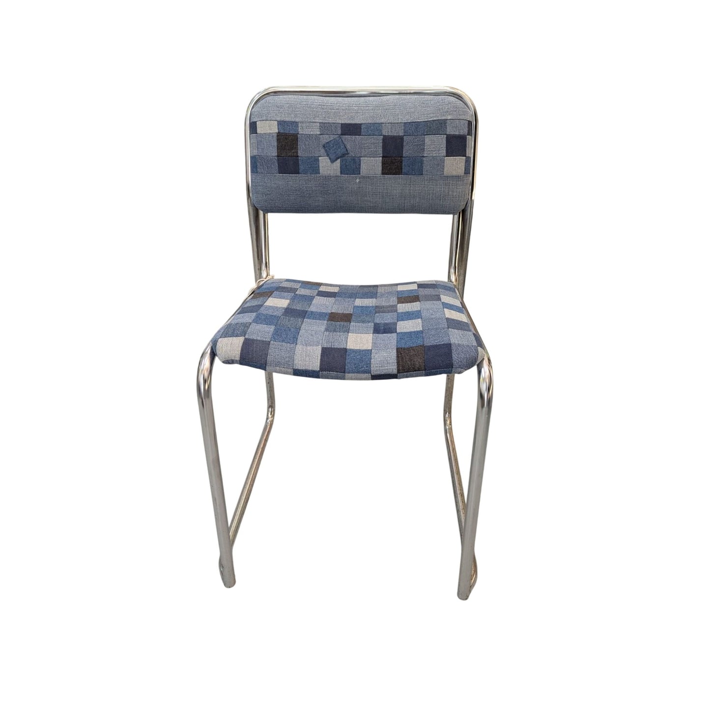 Chaise Style Bauhaus Chromée Avec Assise Patchwork En Jean Création Unique John Doe