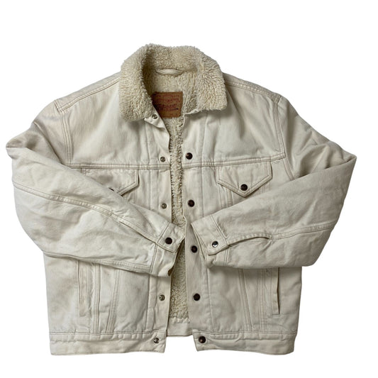 Levi Strauss & Co. Veste en jean blanc doublée Sherpa Homme