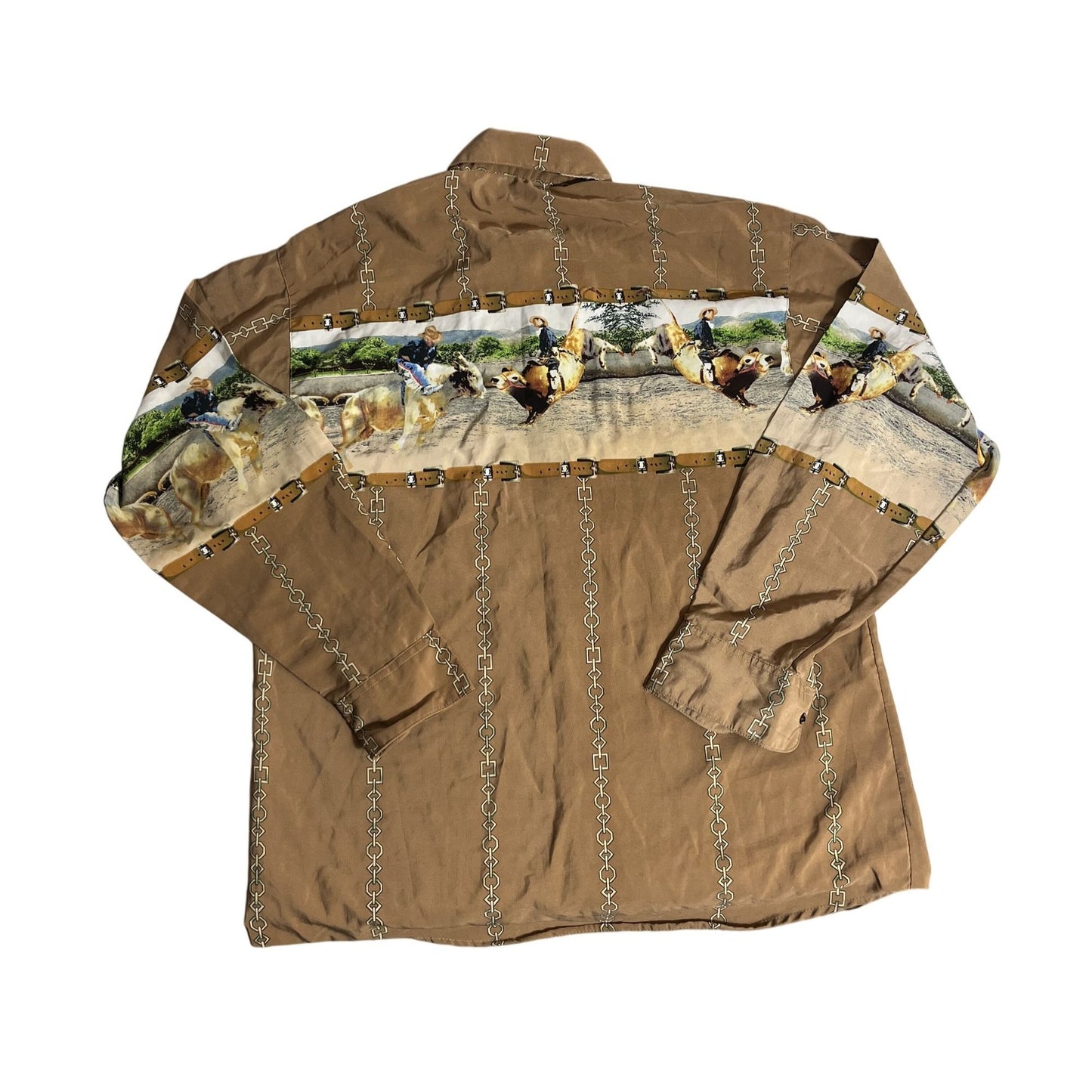 Chemise à manches longues à imprimé cheval et cowboy western, taille 40
