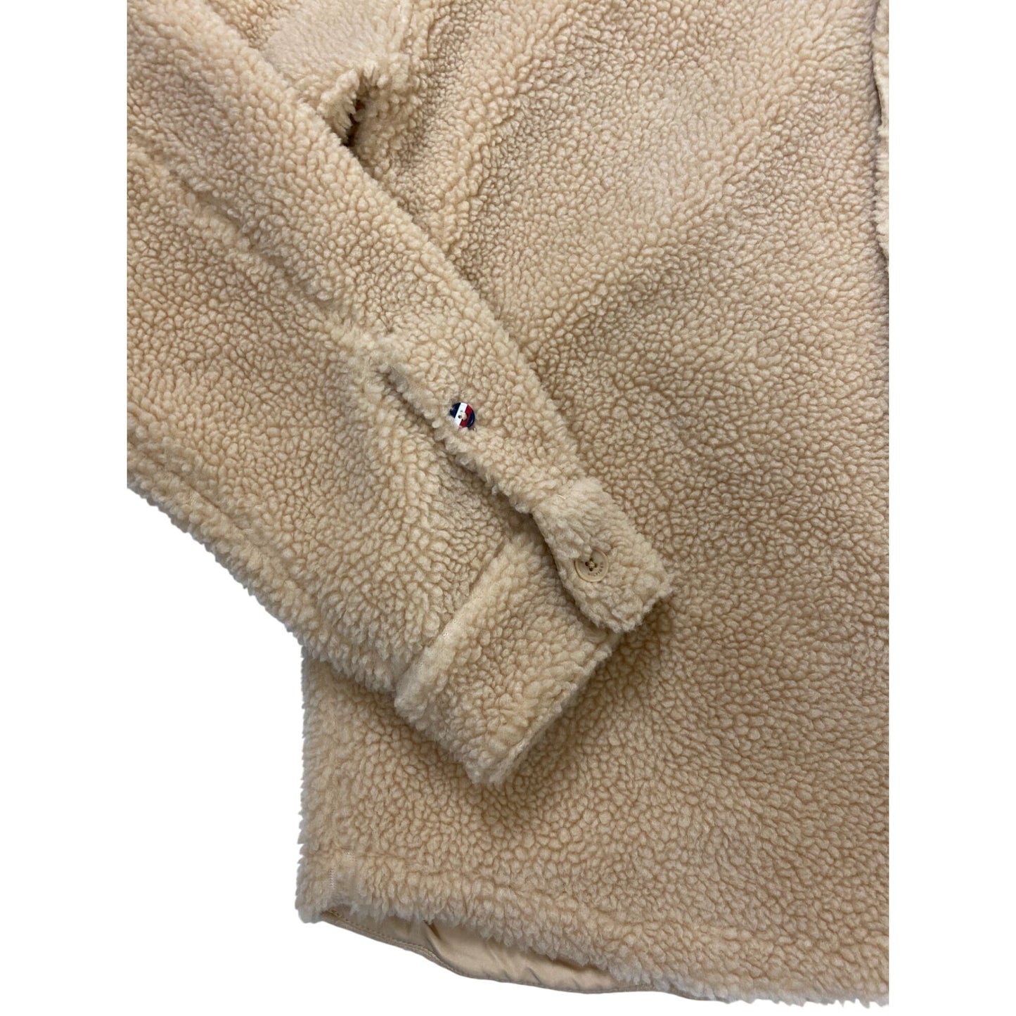 Veste polaire sherpa beige Tommy Hilfiger pour homme avec fermeture à boutons et poche poitrine