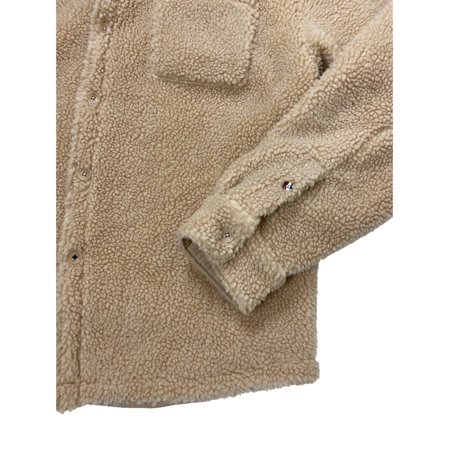 Veste polaire sherpa beige Tommy Hilfiger pour homme avec fermeture à boutons et poche poitrine