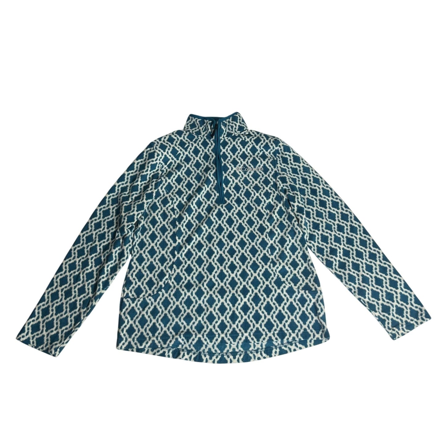 Columbia Polaire Femme Bleu Motif Géométrique Demi-Zip Taille M