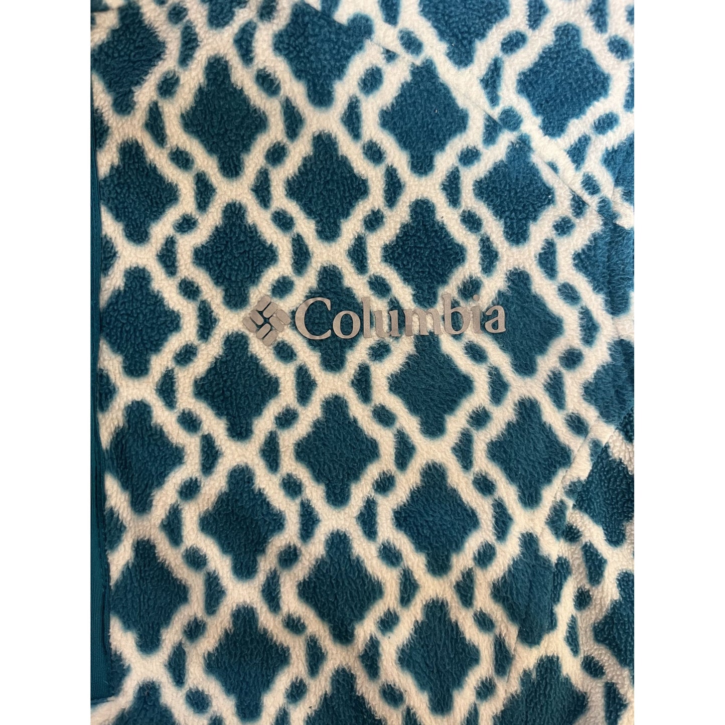 Columbia Polaire Femme Bleu Motif Géométrique Demi-Zip Taille M