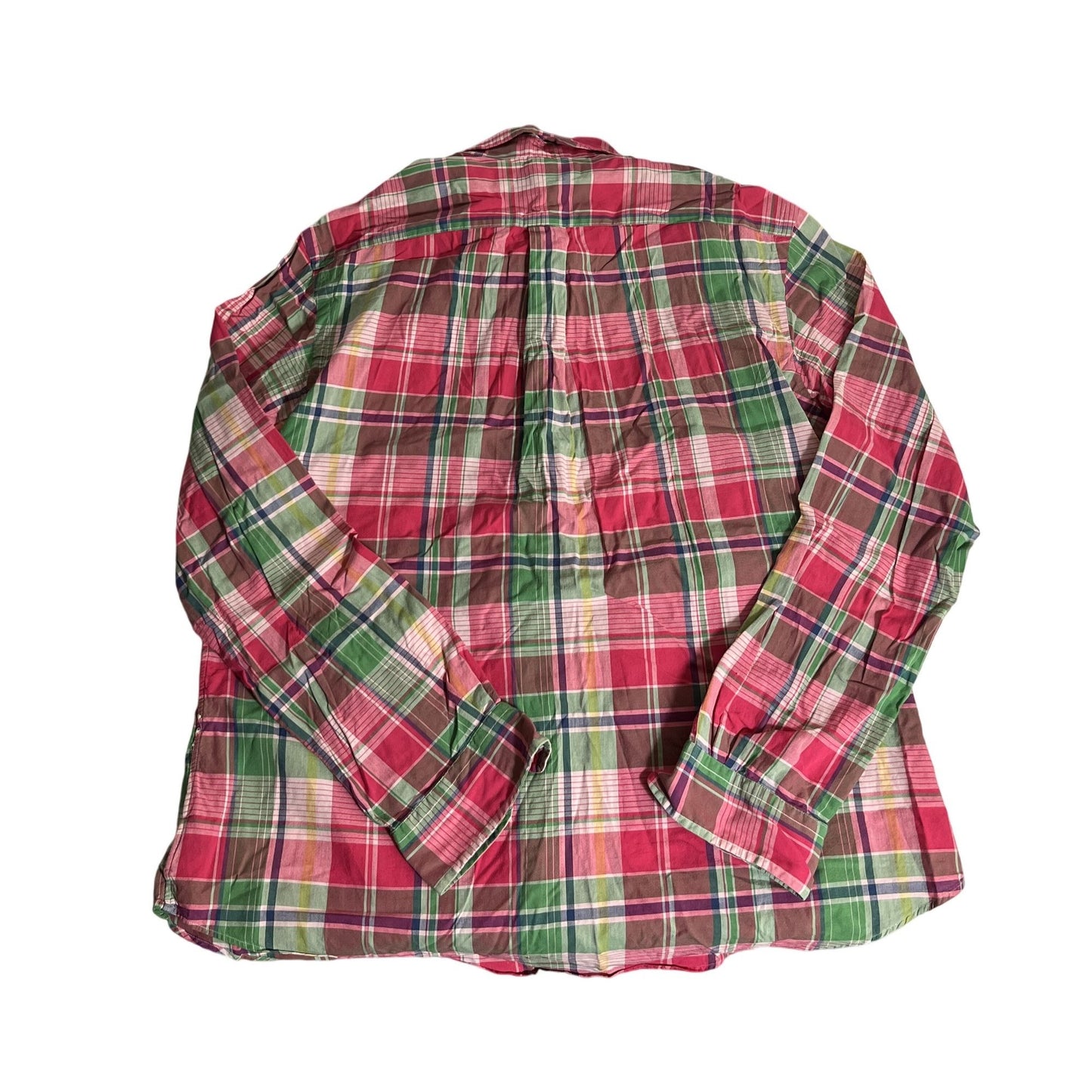 Chemise boutonnée à carreaux Polo Ralph Lauren coupe ajustée, taille L, coton, homme, rouge/vert