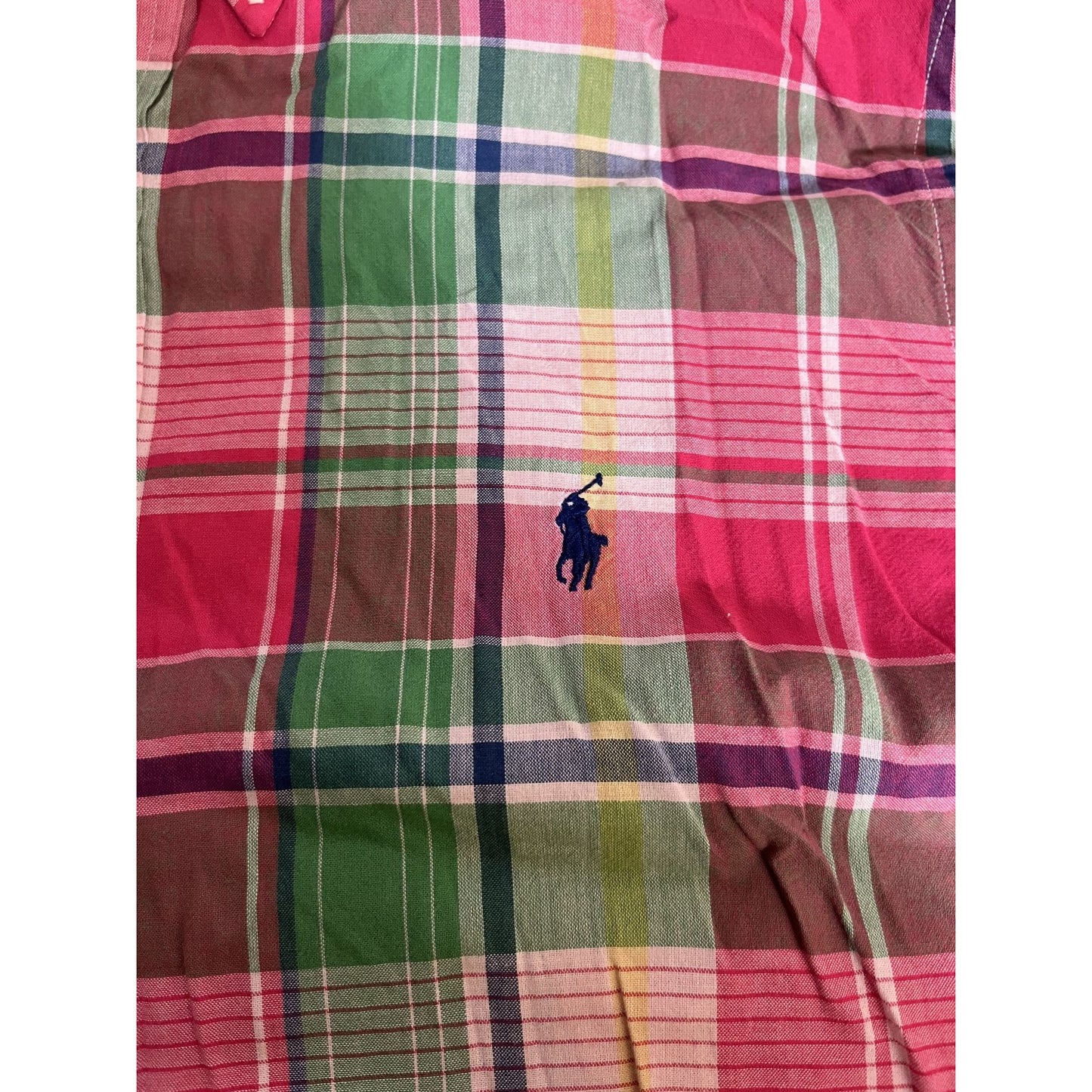 Chemise boutonnée à carreaux Polo Ralph Lauren coupe ajustée, taille L, coton, homme, rouge/vert