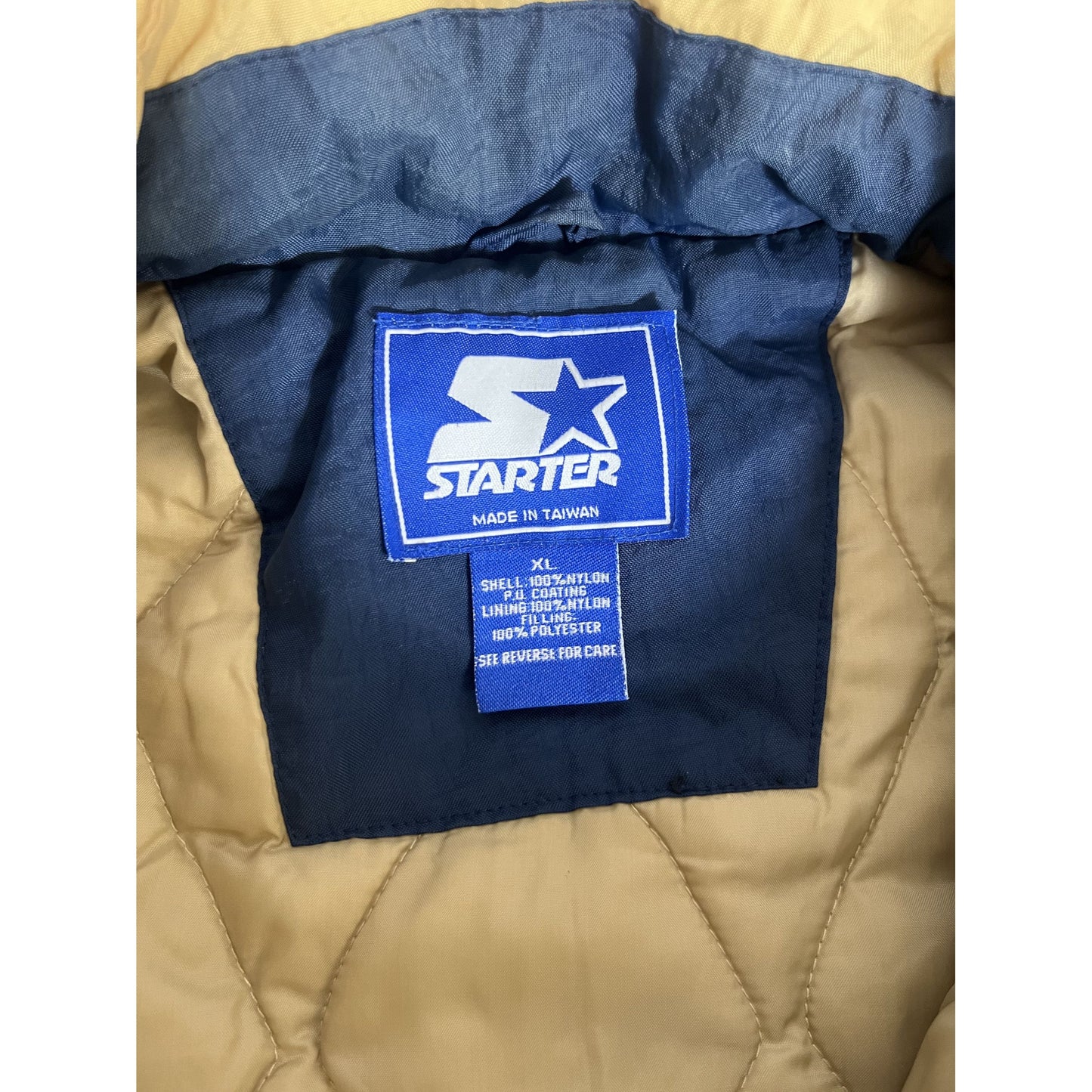 Veste de départ Notre Dame Fighting Irish XL Bleu marine et vert Manteau à capuche matelassé en nylon vintage des années 90