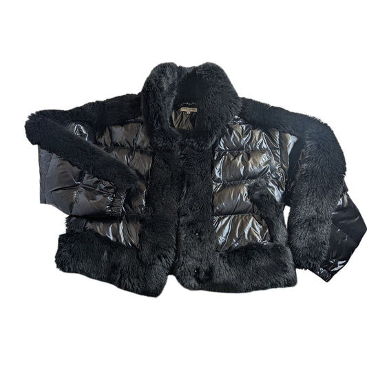 Veste courte noire en fausse fourrure et doudoune pour femme Opening Ceremony SIP