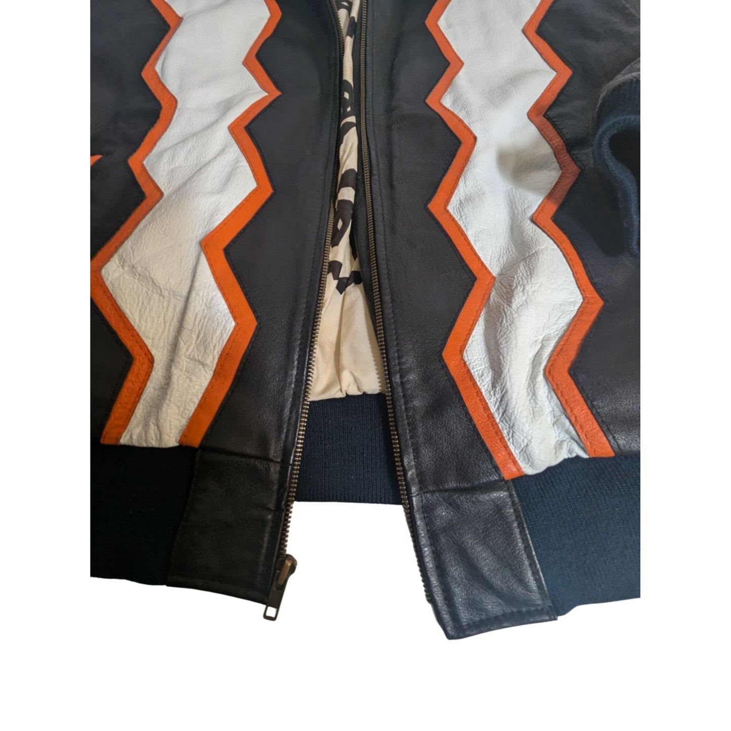 Veste bomber en cuir Michael Hoban WHERE!M ultra rare avec motif Hobo World noir/blanc/orange taille M