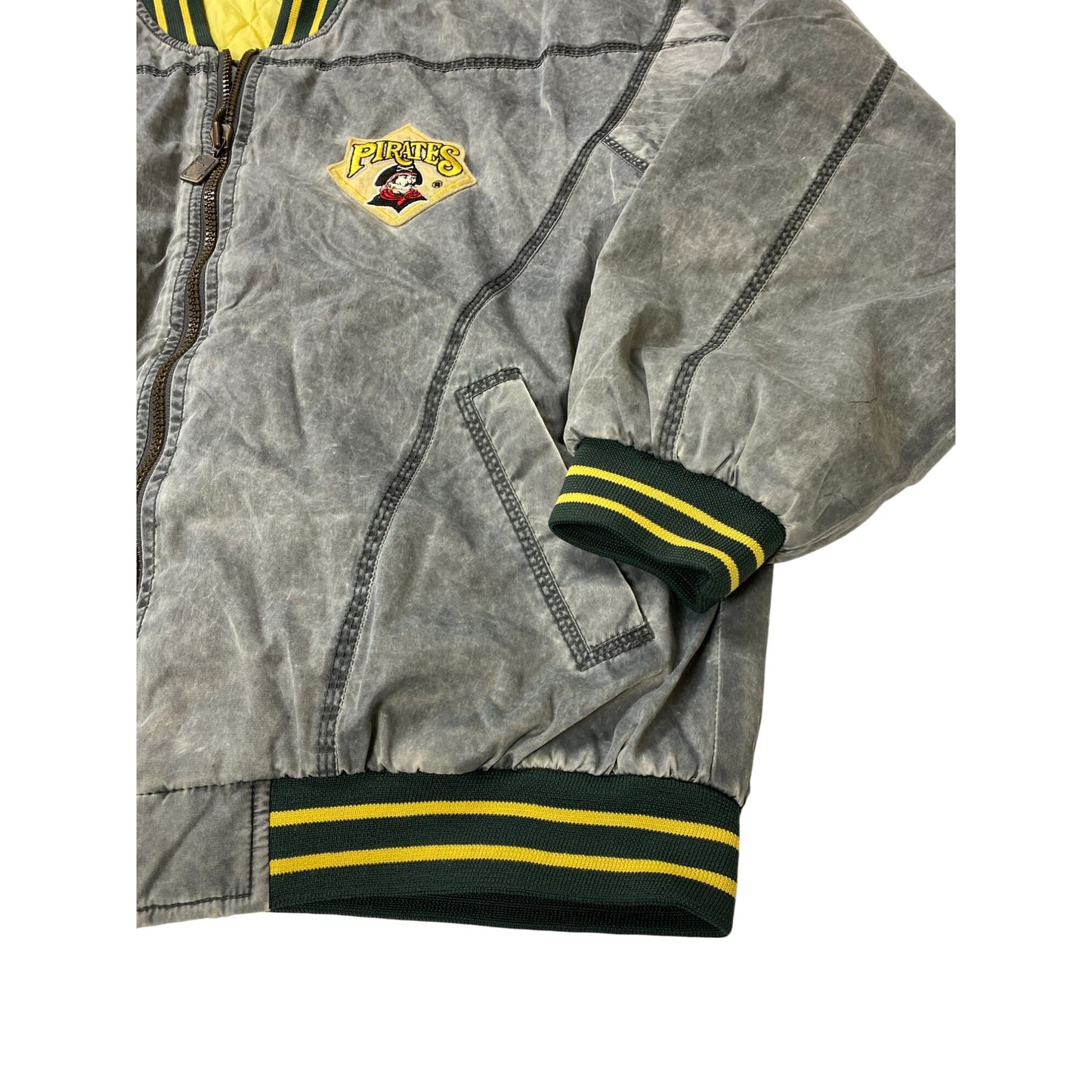 Blouson aviateur vintage gris des Pirates de Pittsburgh pour homme