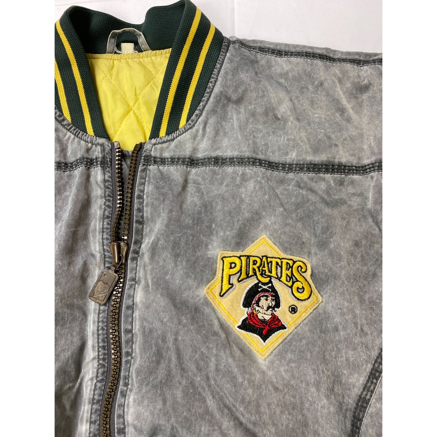 Blouson aviateur vintage gris des Pirates de Pittsburgh pour homme