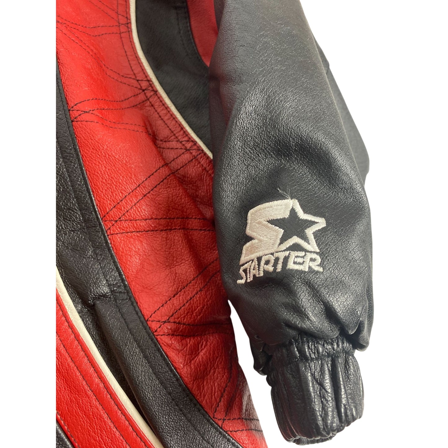 Veste en cuir Chicago Bulls Starter Noir/Rouge NBA